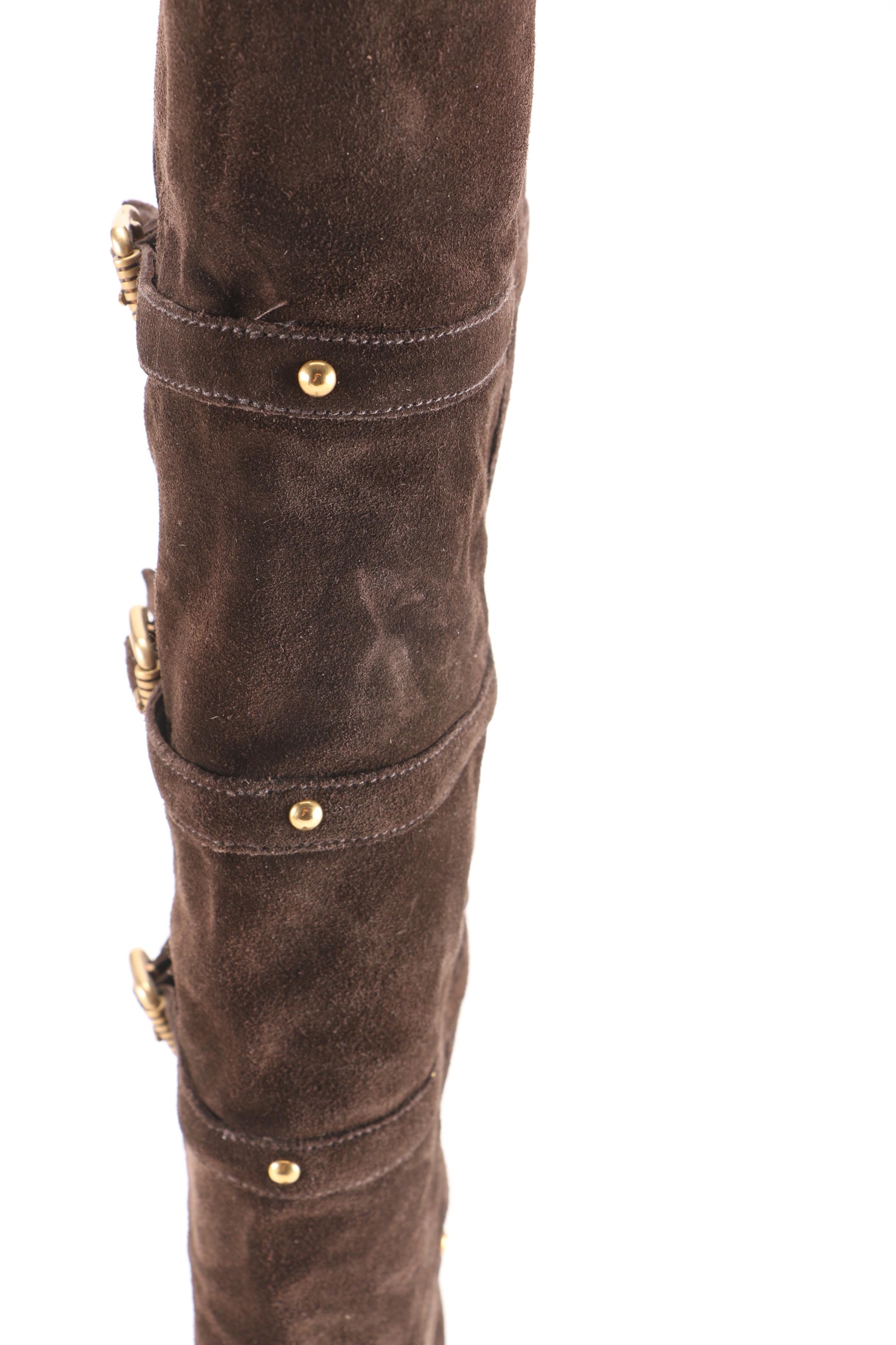 Prada Knee-High Brown Suede Boots