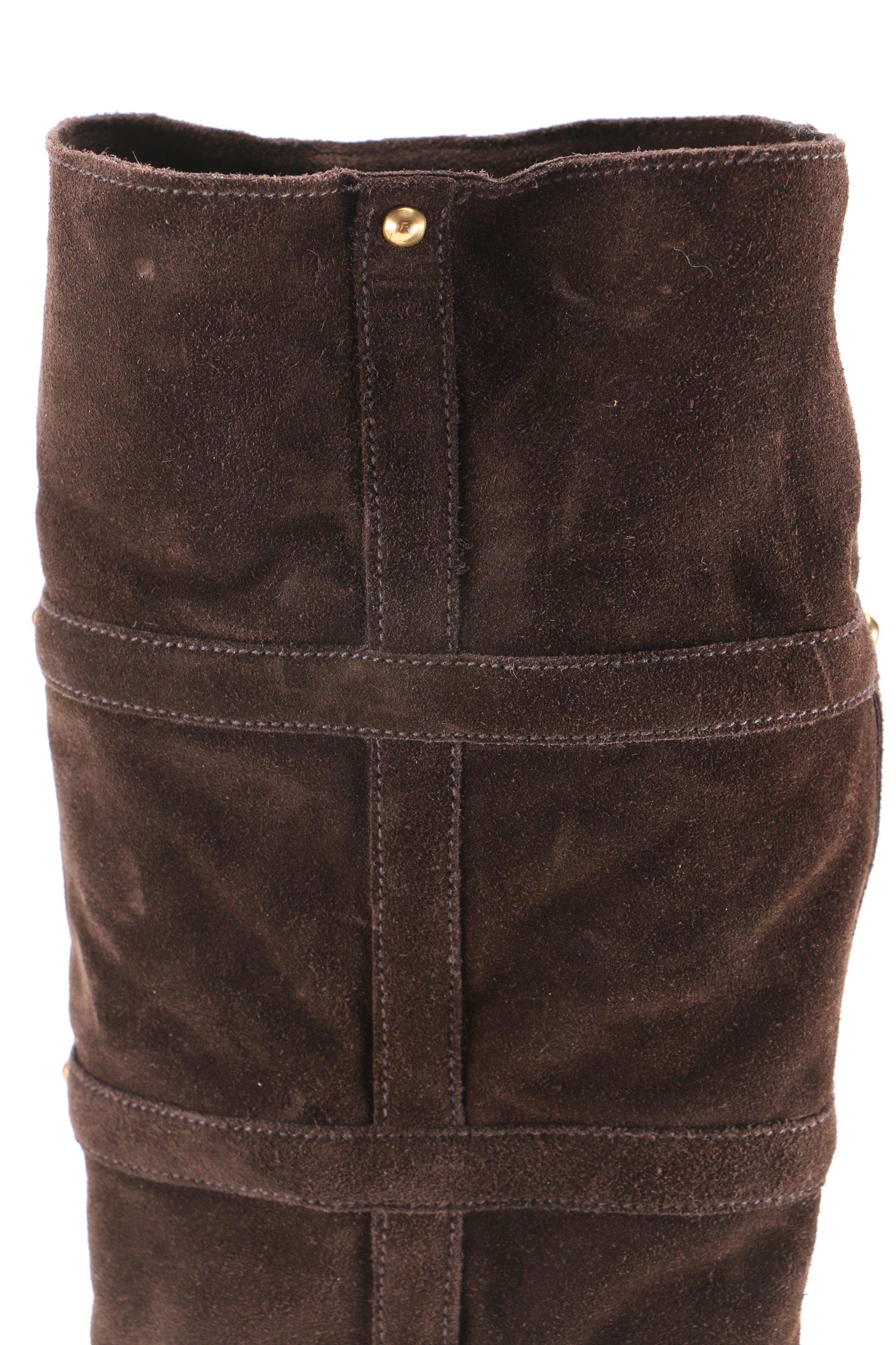 Prada Knee-High Brown Suede Boots