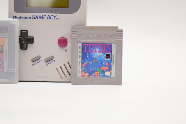 Vintage Nintendo Gameboy With "Tetris" and "Mario's Picross"