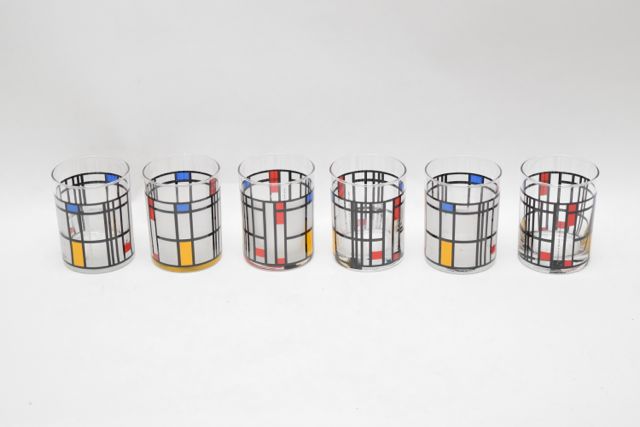 MOMA Piet Mondrian Style Glass Tumblers