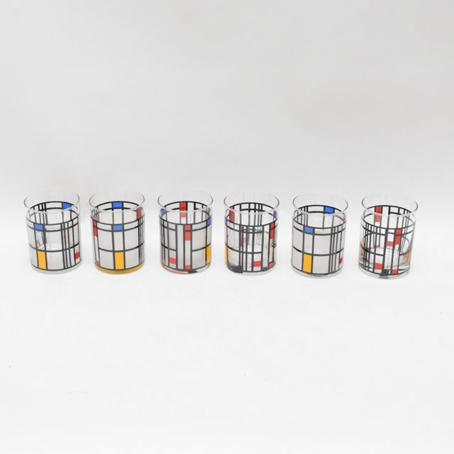 MOMA Piet Mondrian Style Glass Tumblers