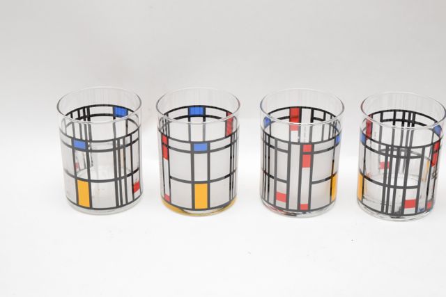 MOMA Piet Mondrian Style Glass Tumblers