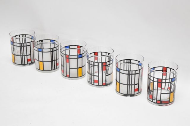 MOMA Piet Mondrian Style Glass Tumblers