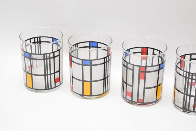 MOMA Piet Mondrian Style Glass Tumblers