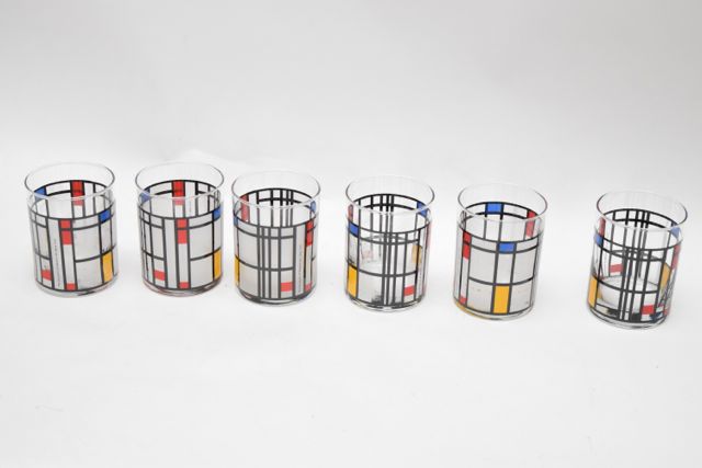 MOMA Piet Mondrian Style Glass Tumblers