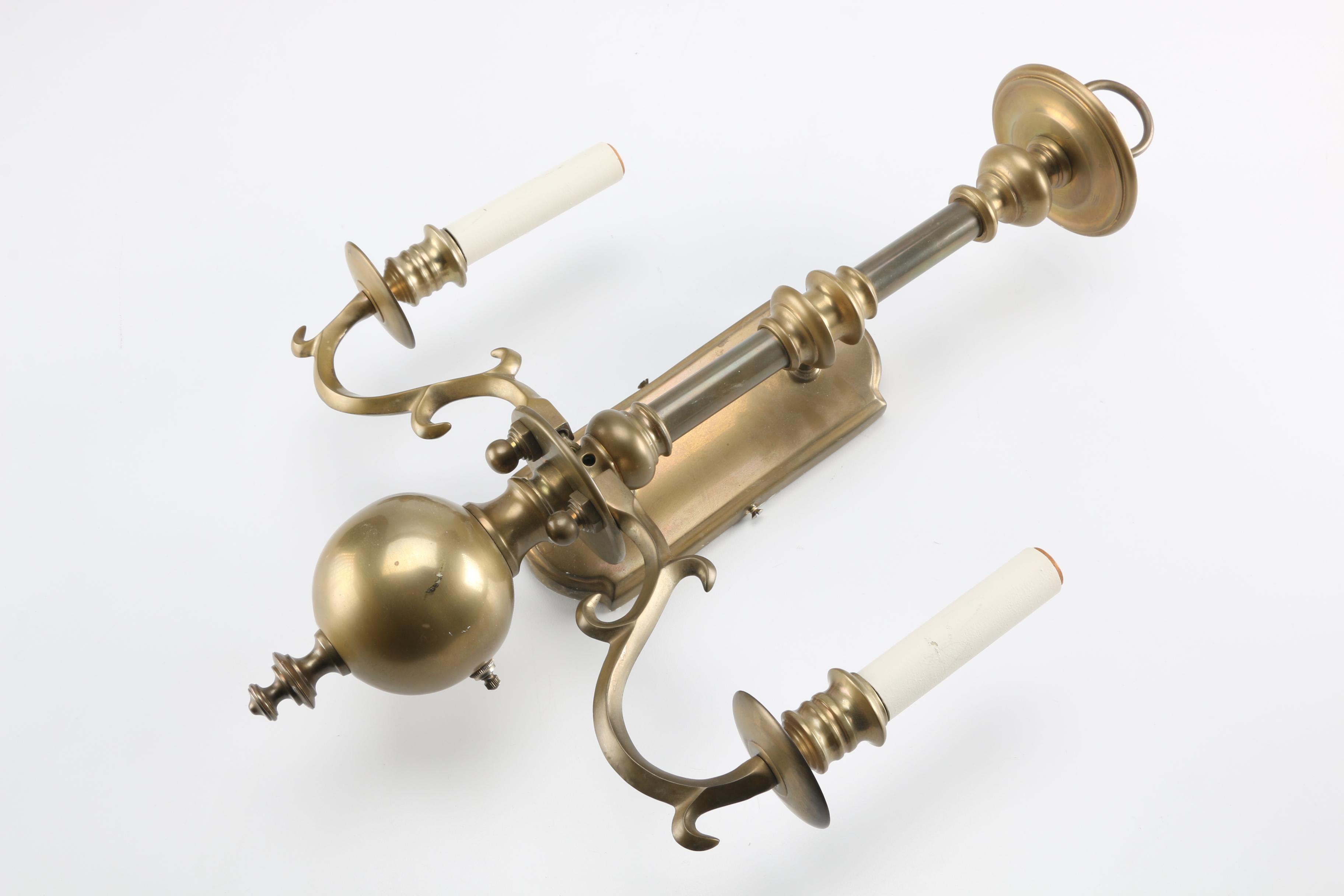 Two Electrical Wall Sconces in Brass