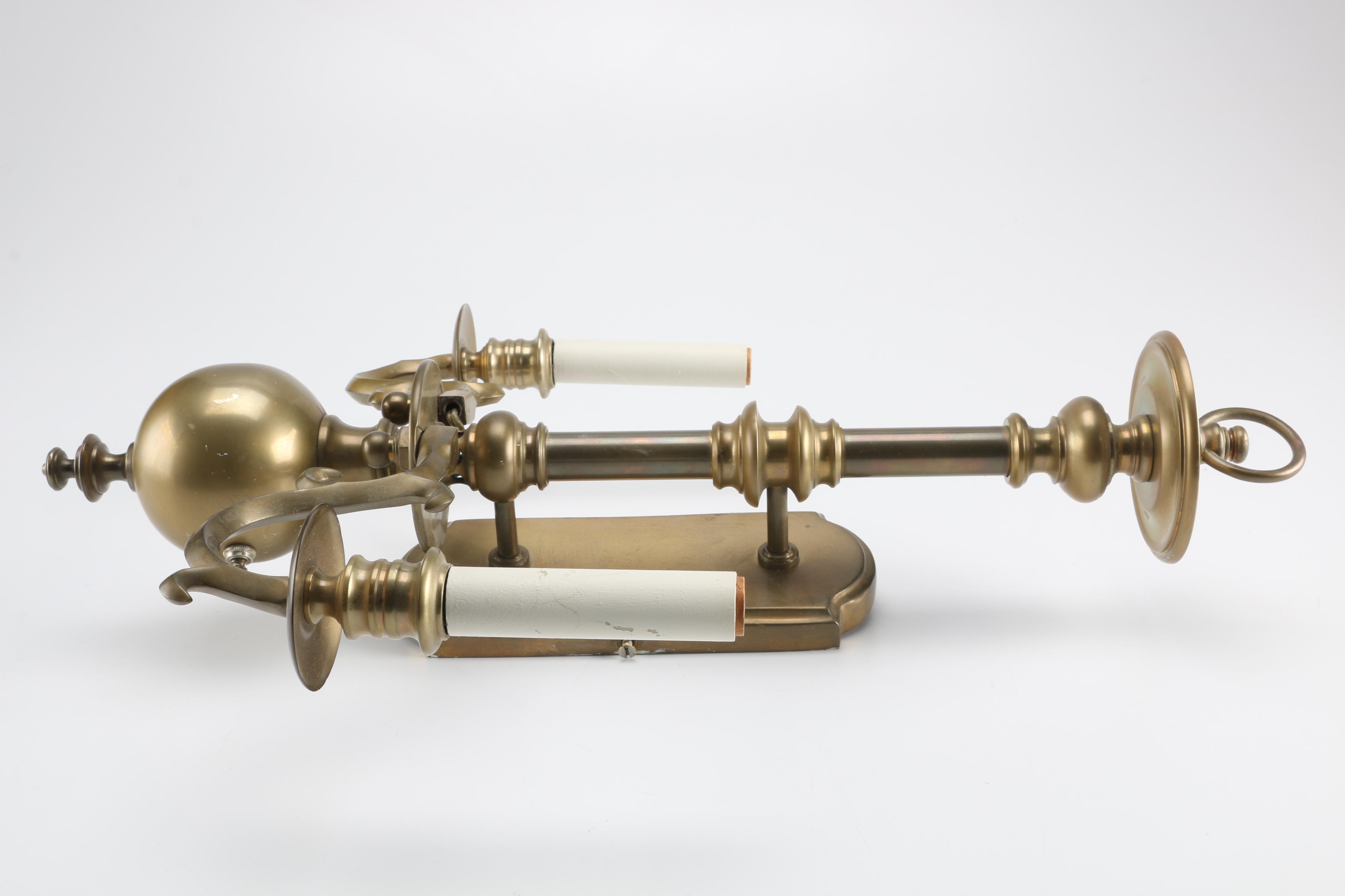 Two Electrical Wall Sconces in Brass