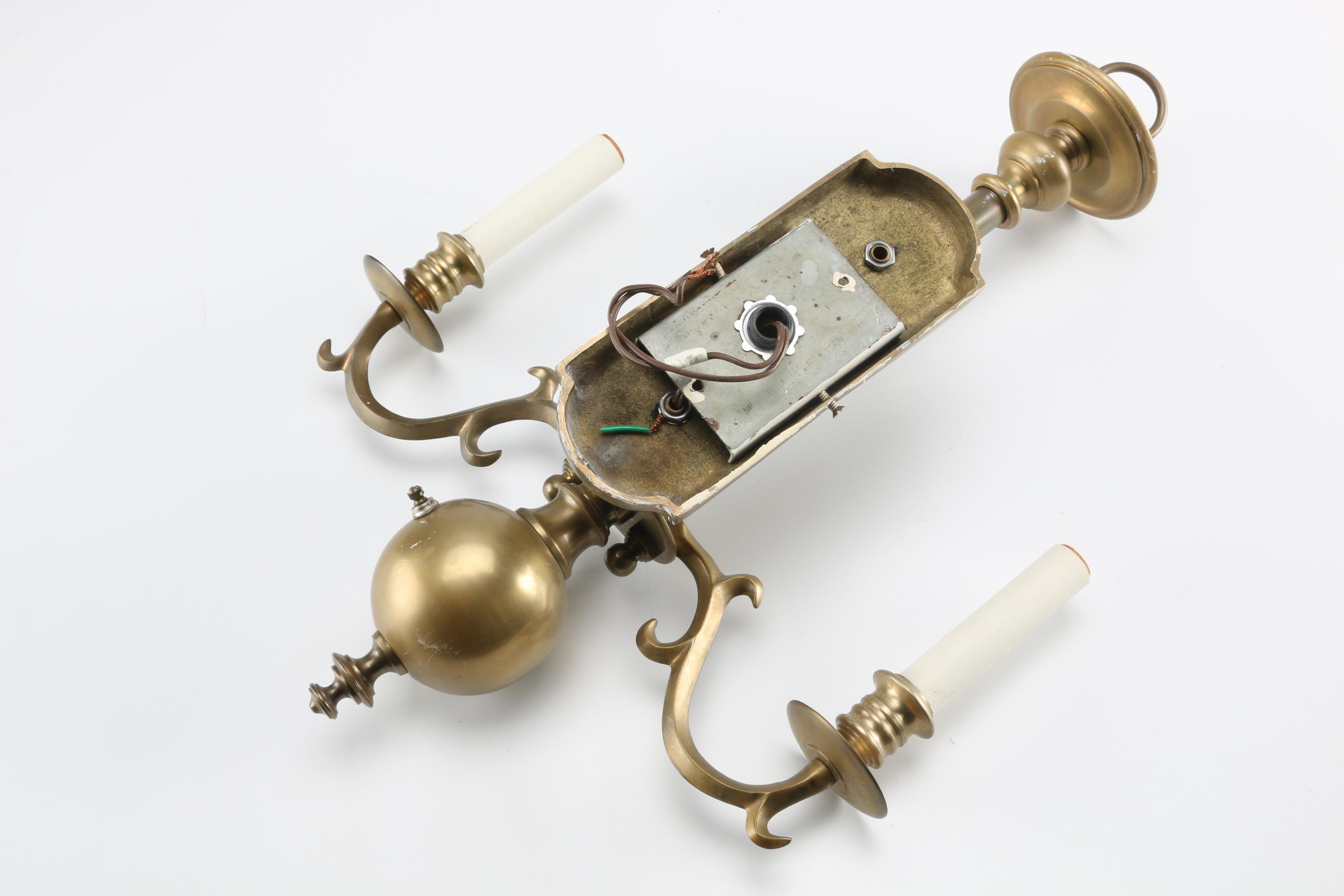 Two Electrical Wall Sconces in Brass