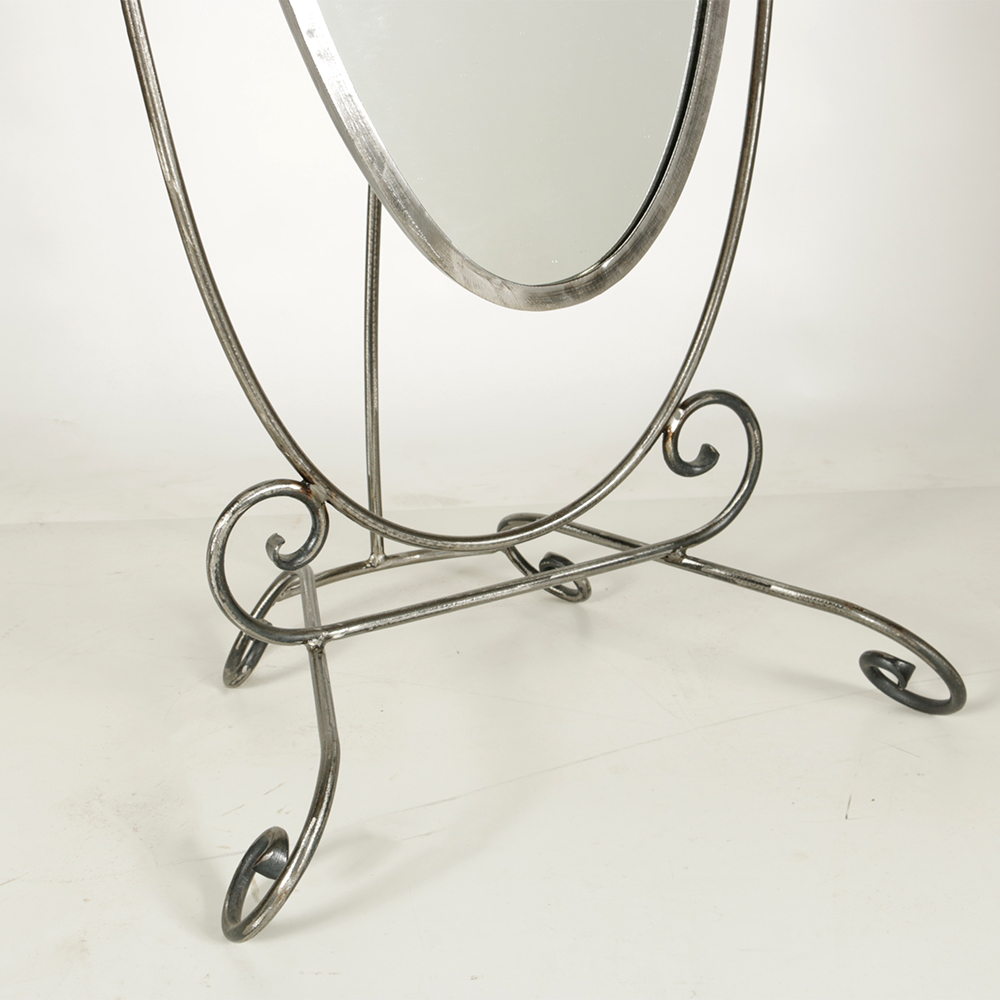 Oval Standing Mirror with Scrolling Frame