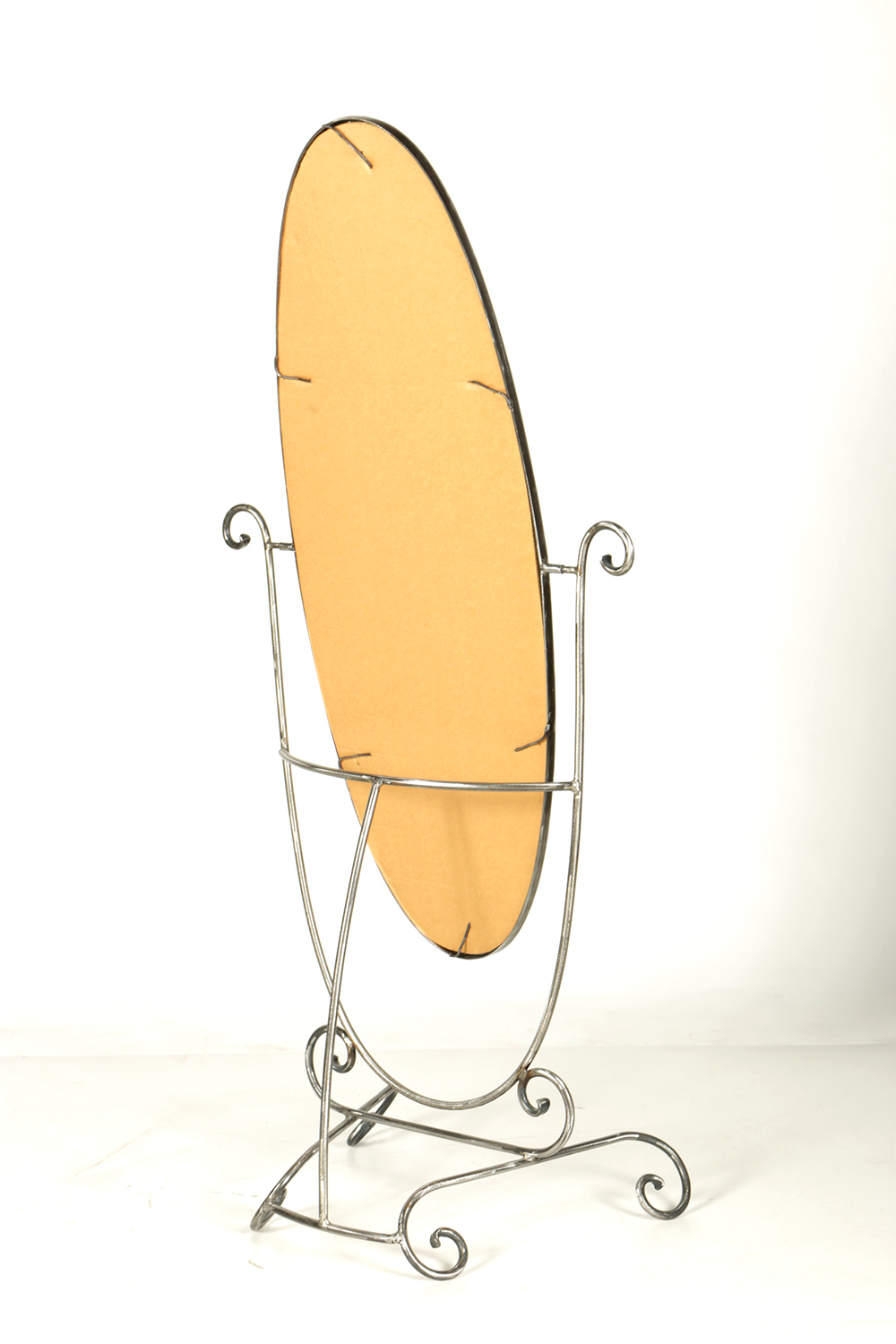 Oval Standing Mirror with Scrolling Frame