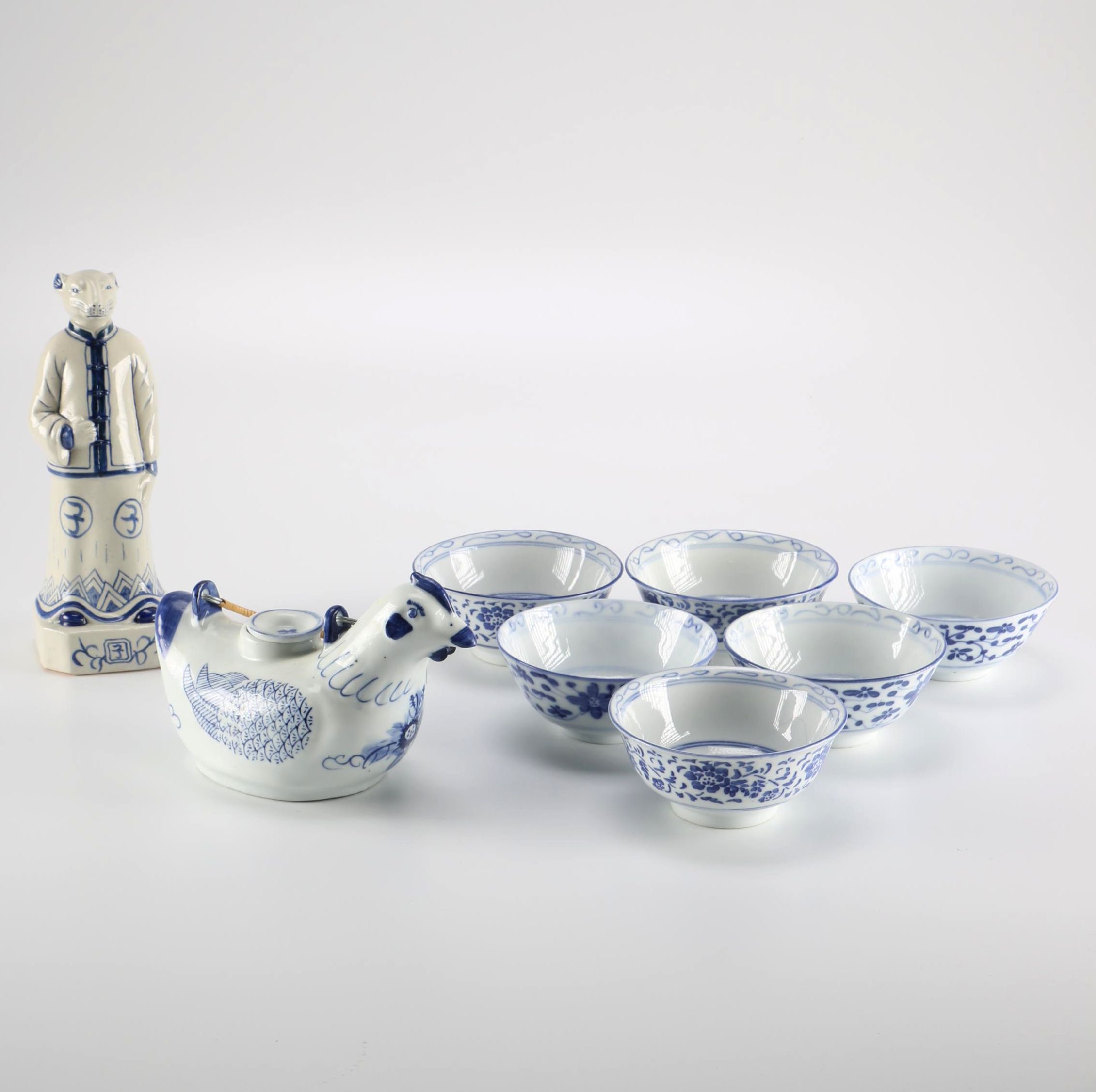 Chinese White and Blue Tea Set