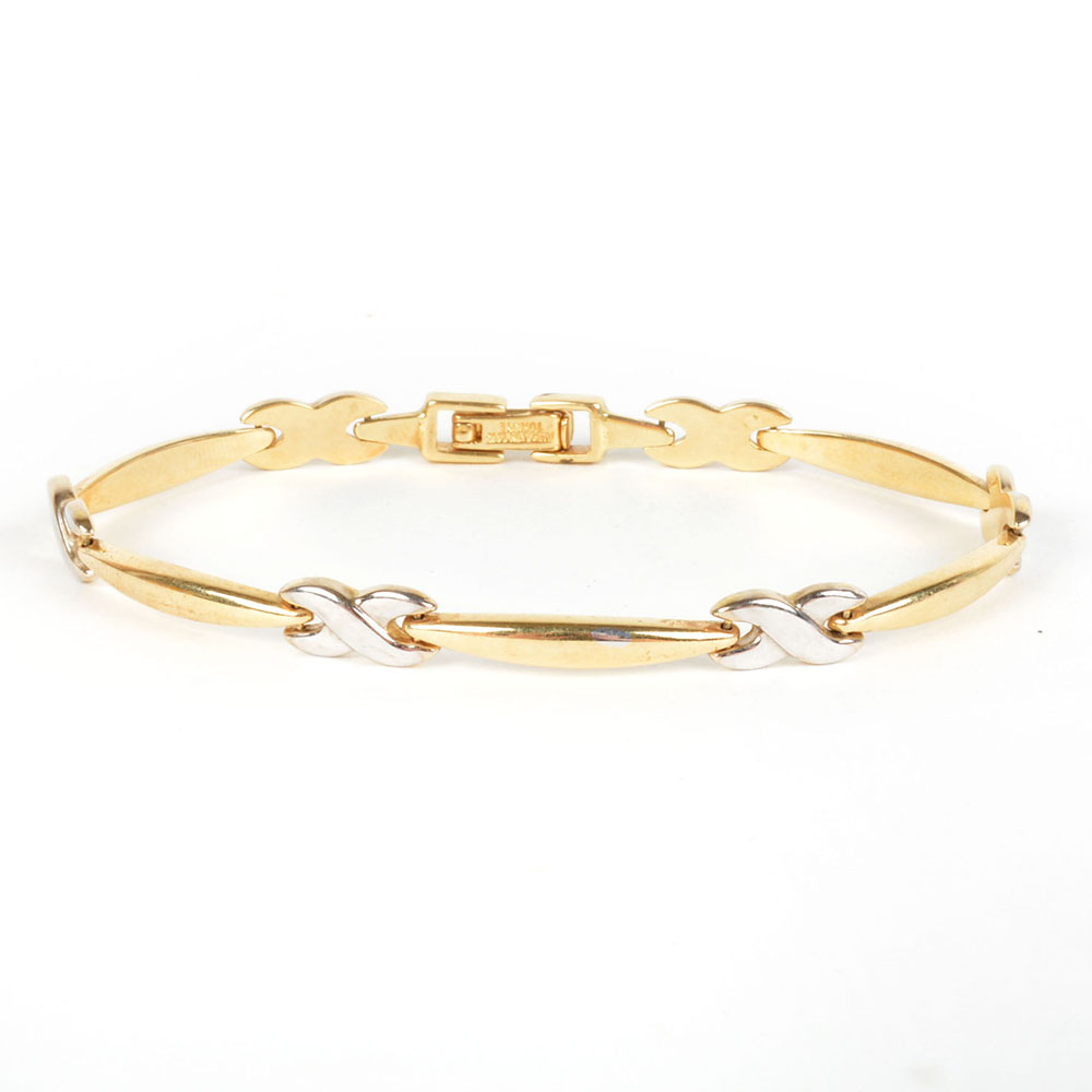 14K Yellow and White Gold Aurafin Bracelet