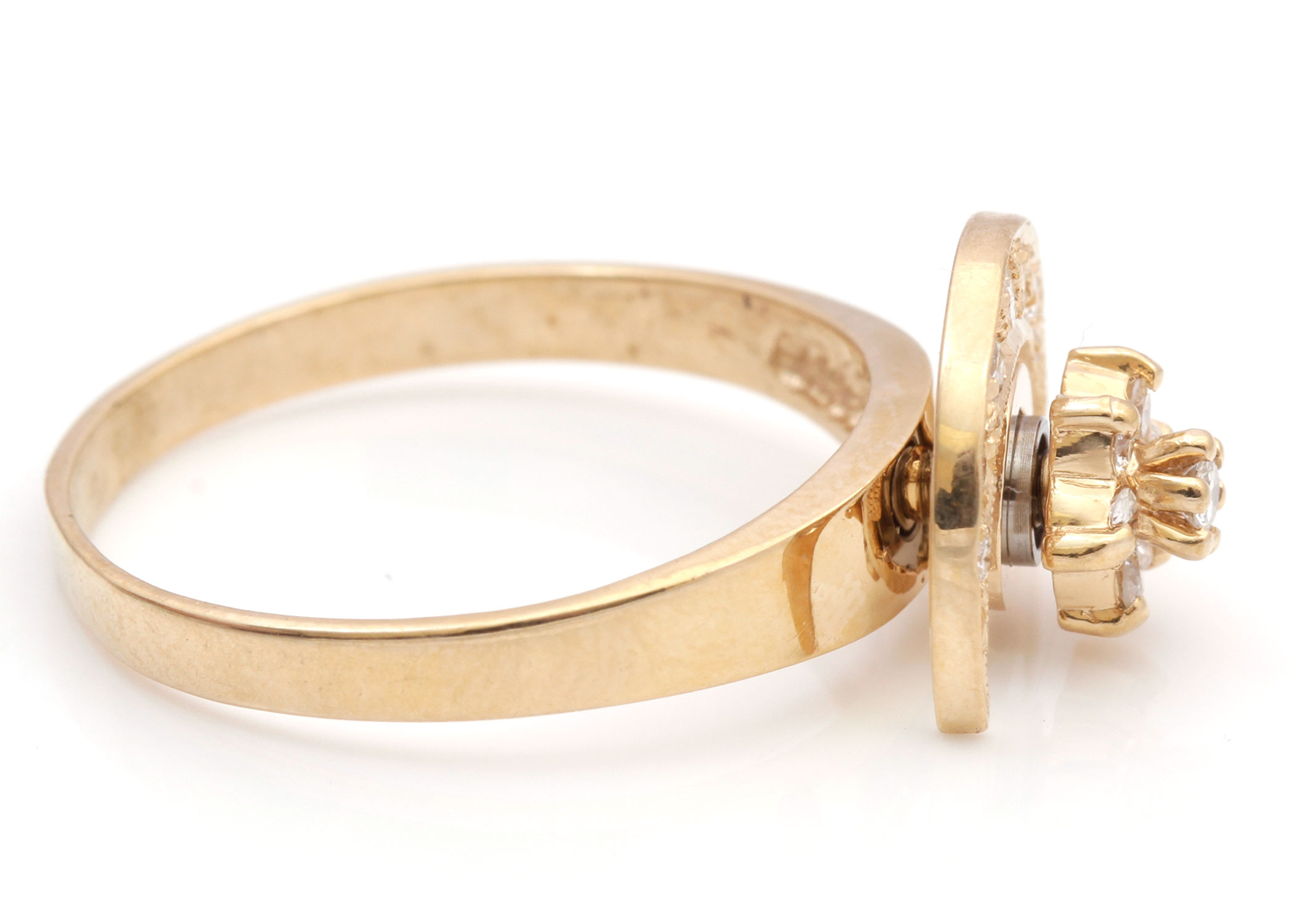 14K Yellow Gold Moon and Star Motion Diamond Ring