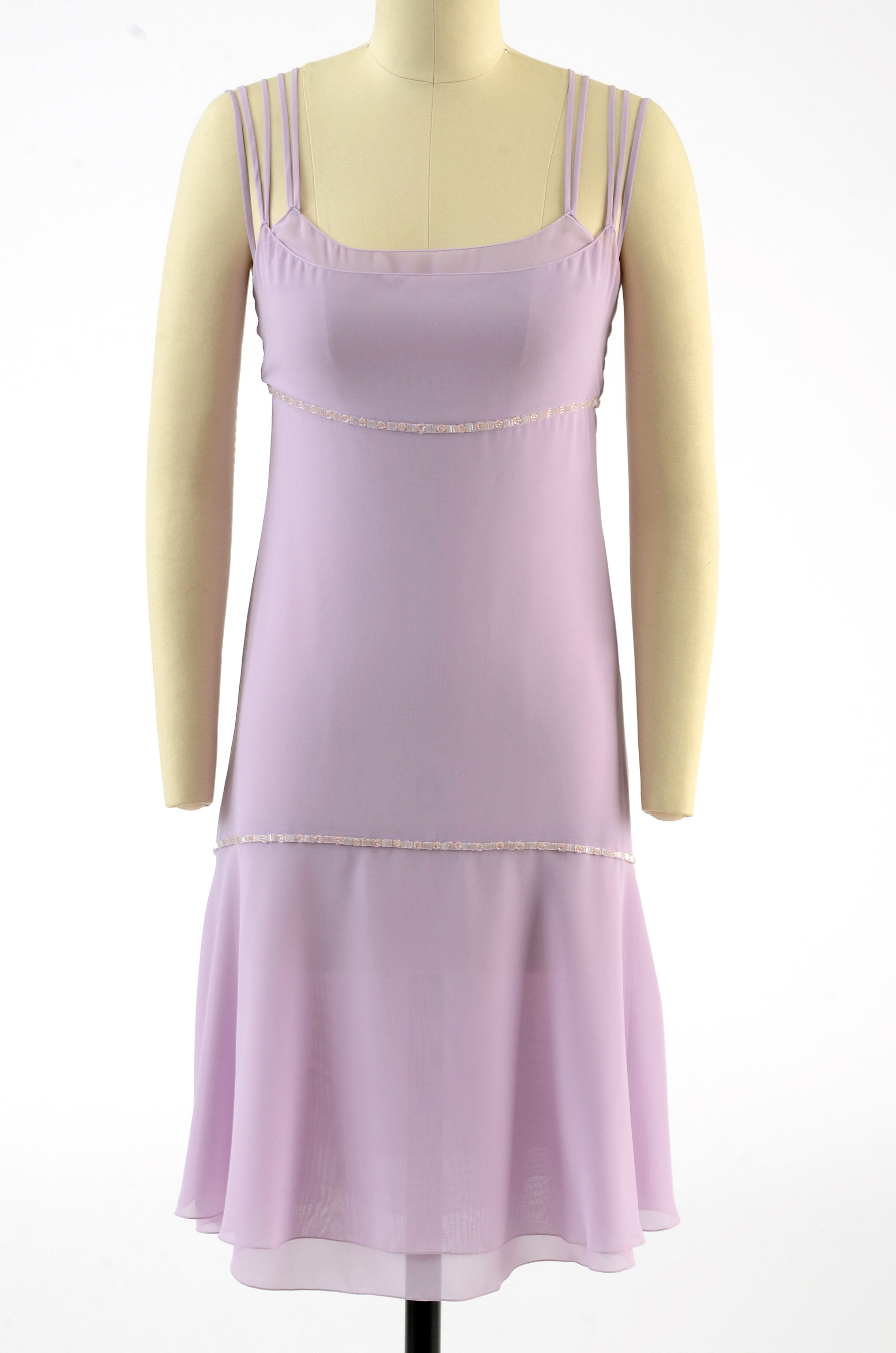 Chanel Boutique Lavender Sleeveless Dress Embellished with Beads