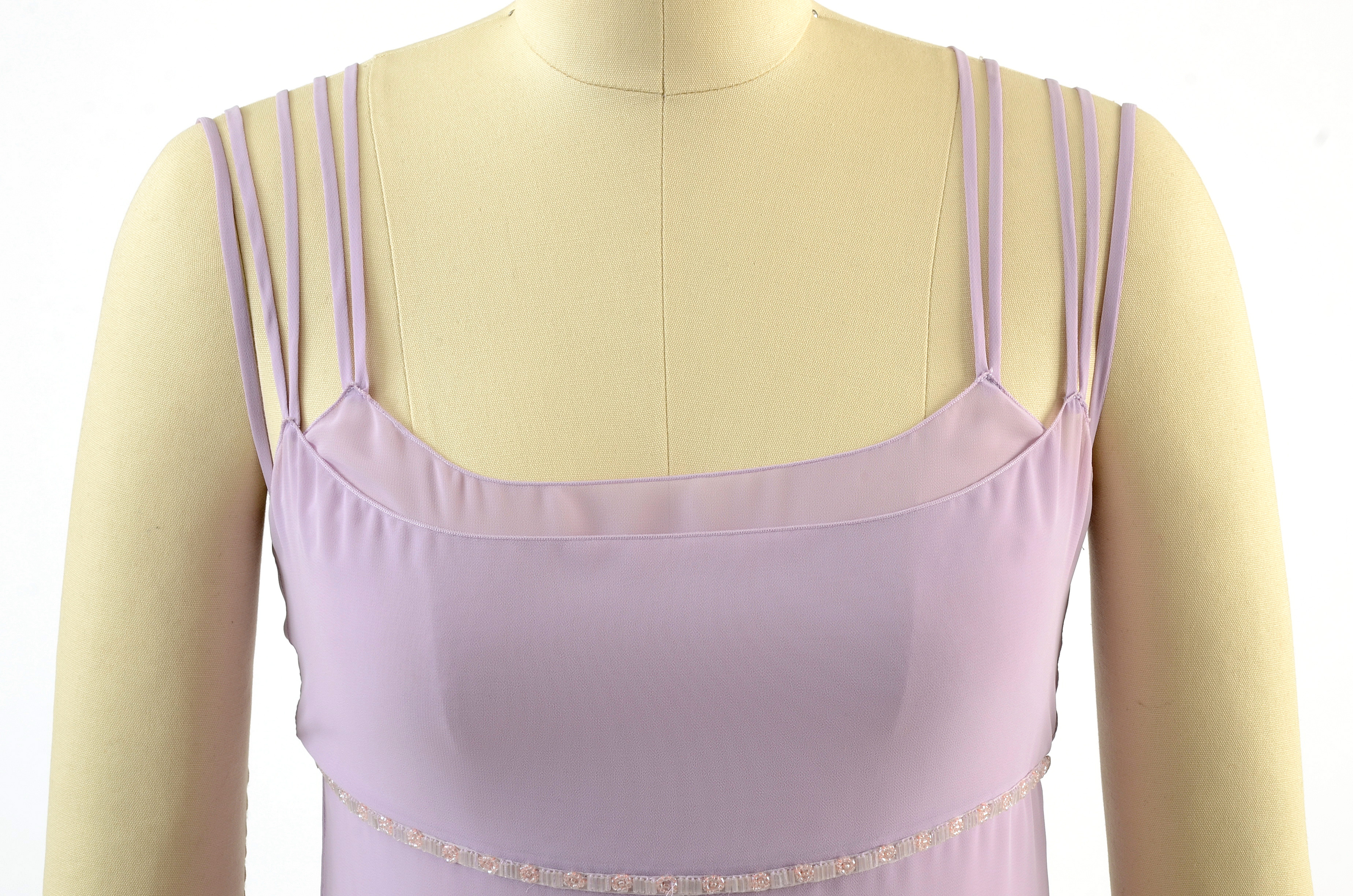 Chanel Boutique Lavender Sleeveless Dress Embellished with Beads