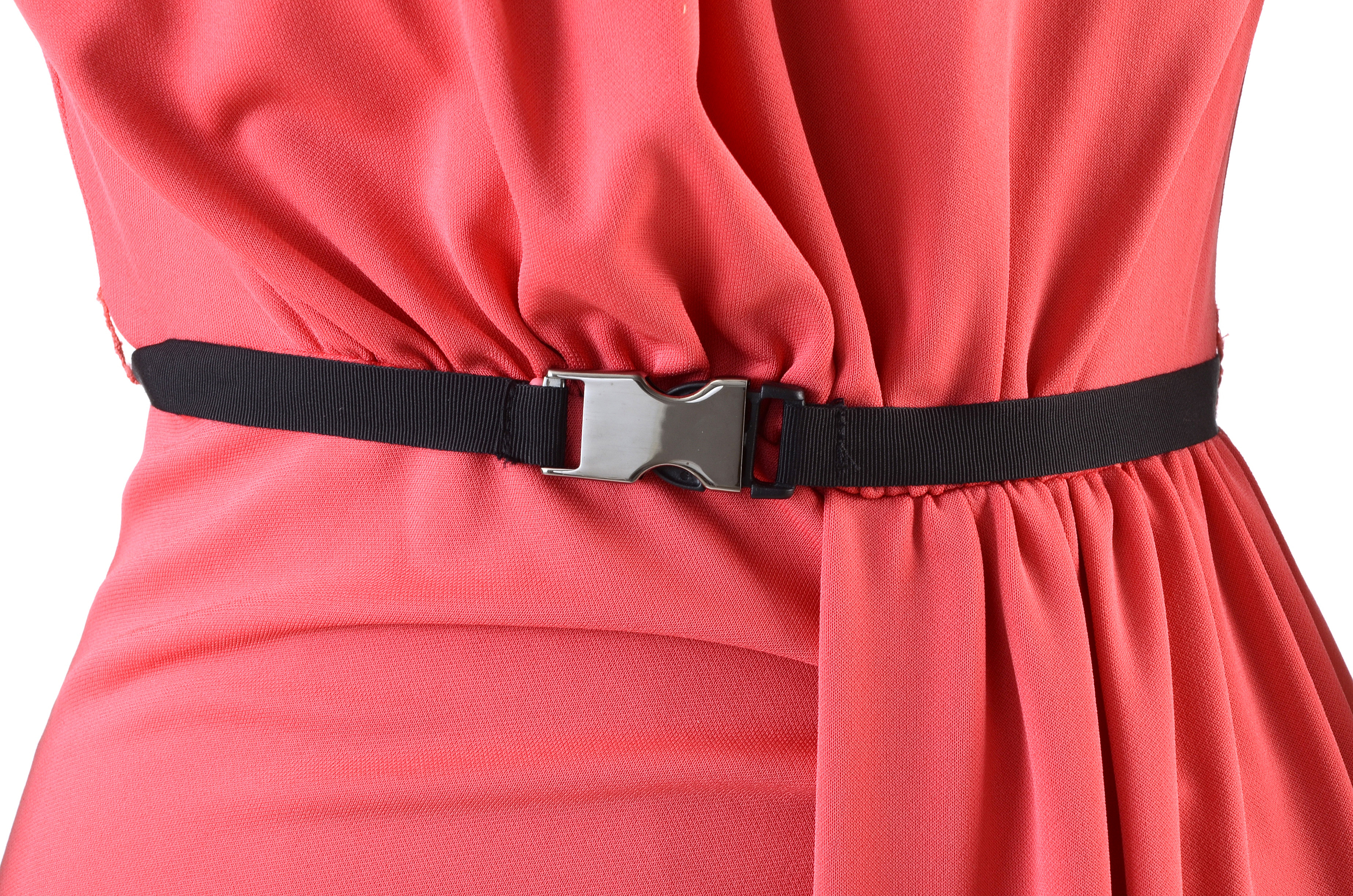 Prada Jersey Cady Strapless Dress in Tamaris Pink with Signature Black Grosgrain Ribbon Belt