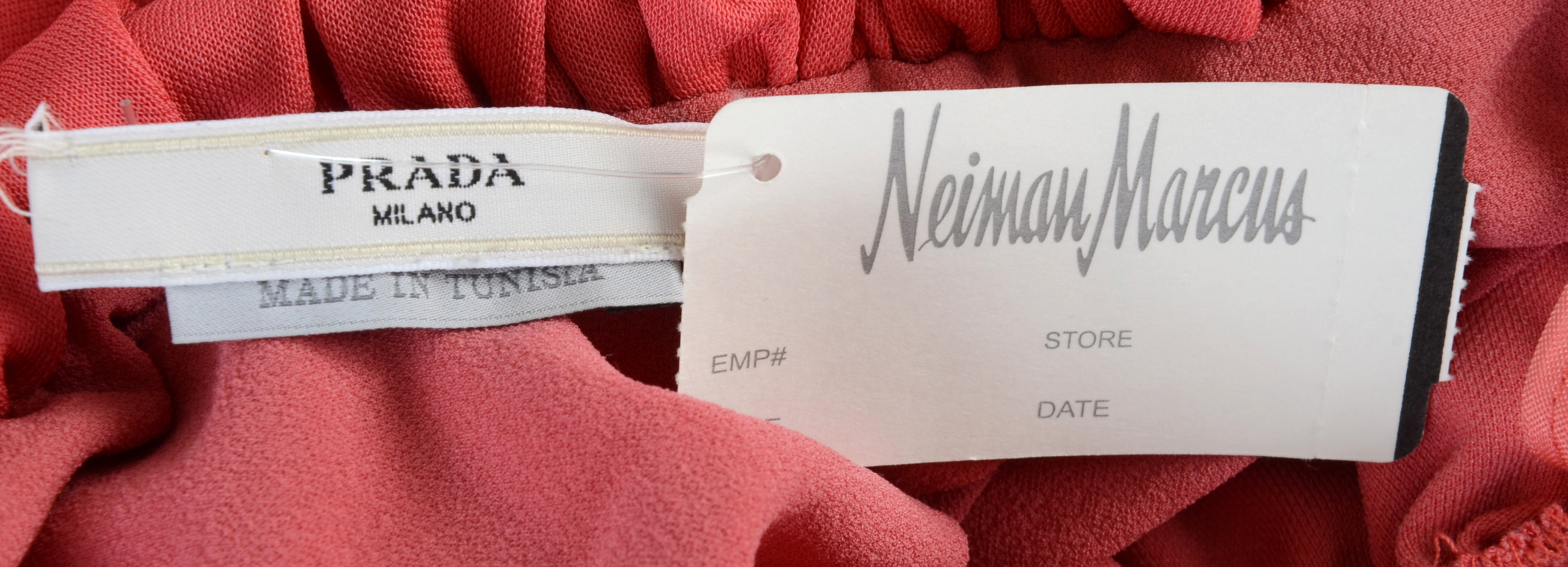 Prada Jersey Cady Strapless Dress in Tamaris Pink with Signature Black Grosgrain Ribbon Belt