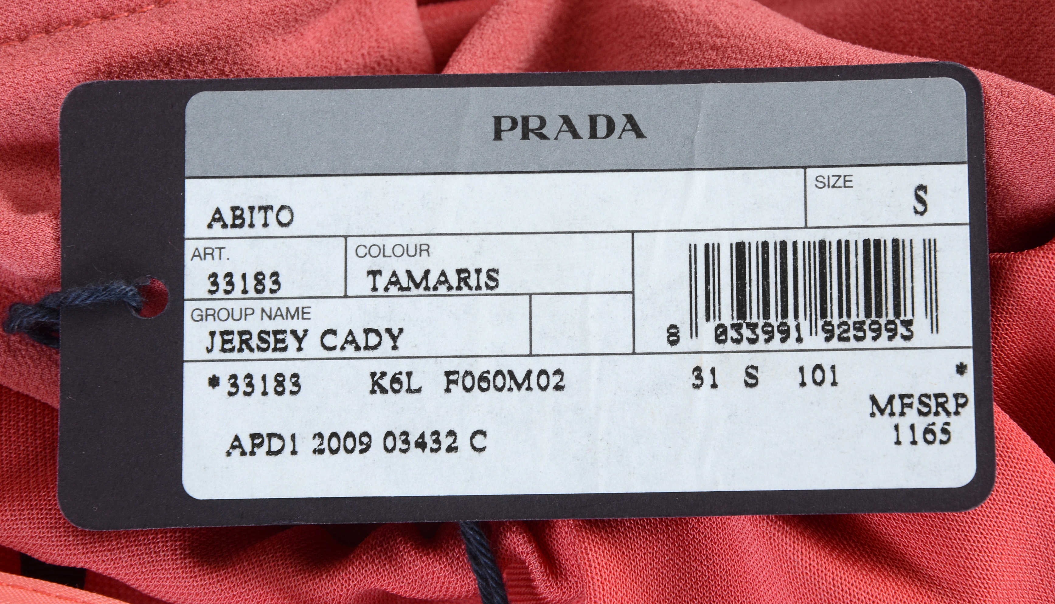 Prada Jersey Cady Strapless Dress in Tamaris Pink with Signature Black Grosgrain Ribbon Belt