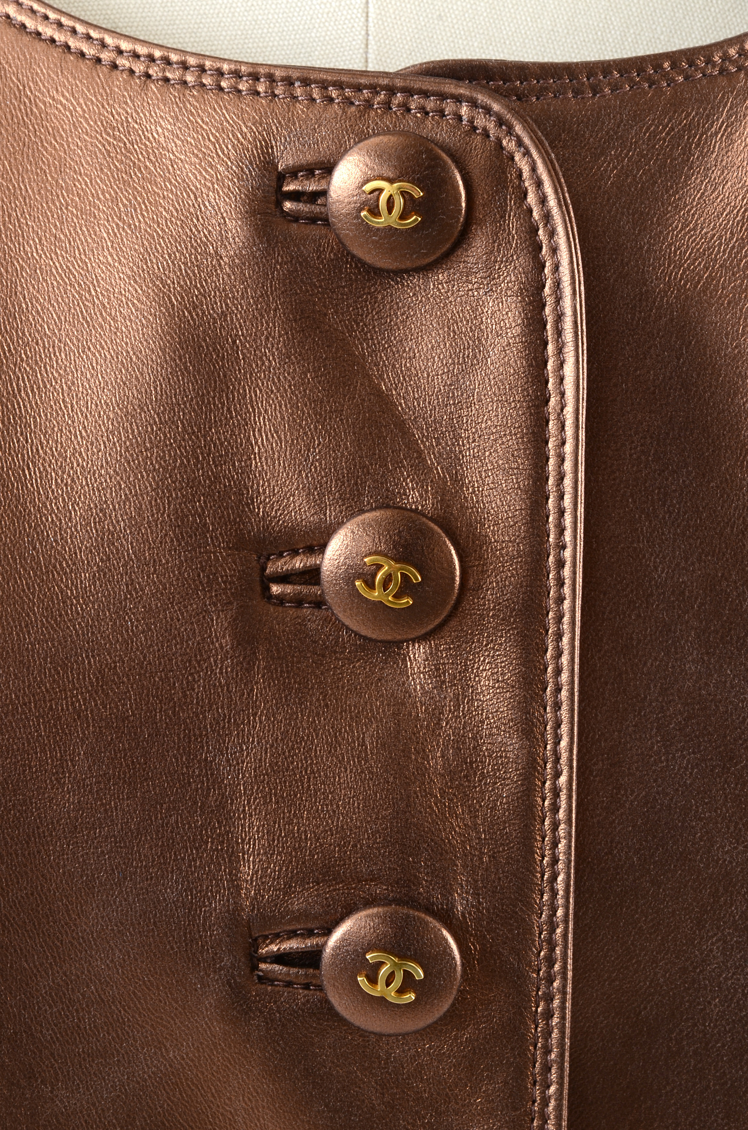 Chanel Boutique Bronze Lambskin Leather Vest