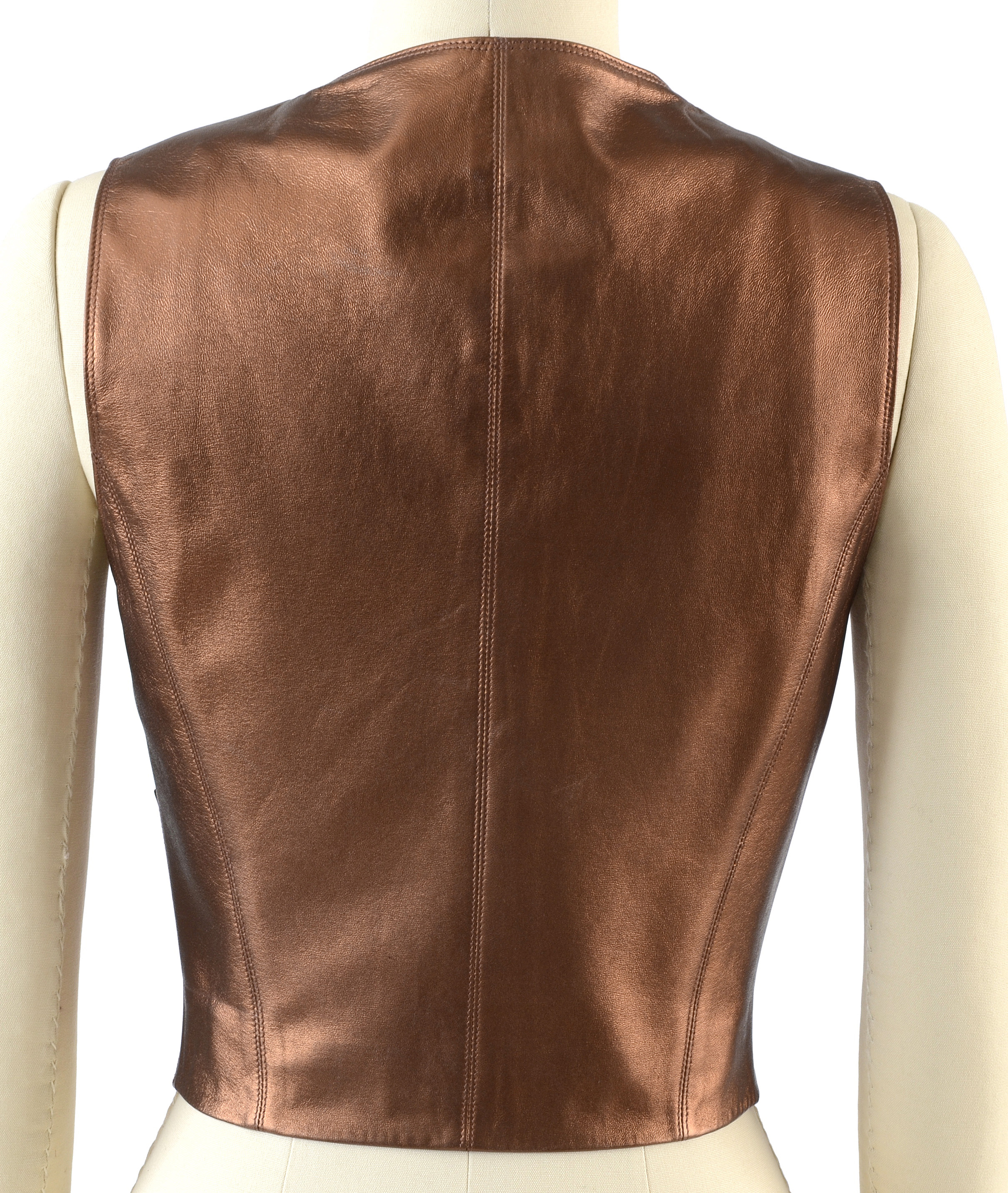 Chanel Boutique Bronze Lambskin Leather Vest