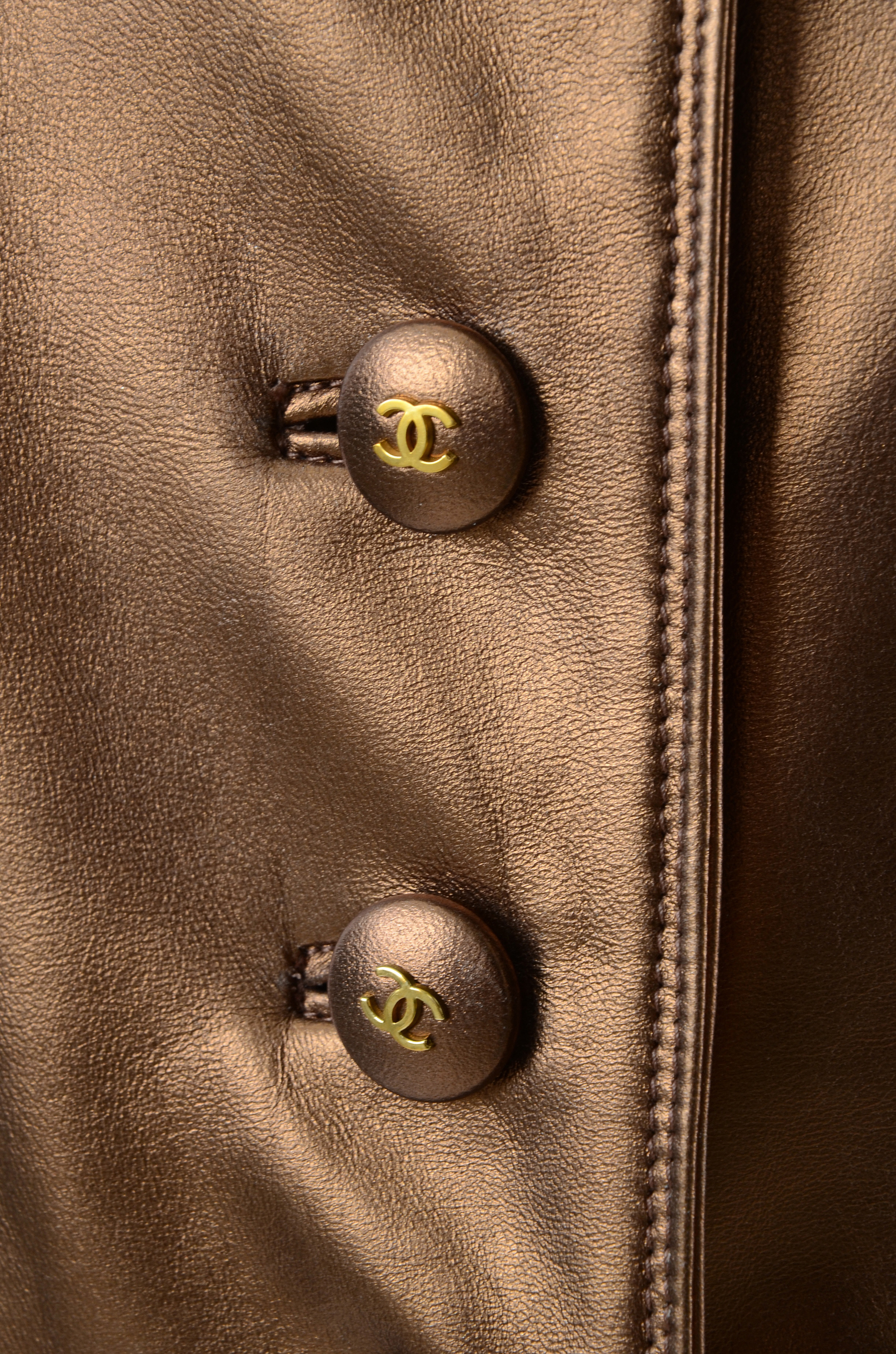 Chanel Boutique Bronze Lambskin Leather Vest