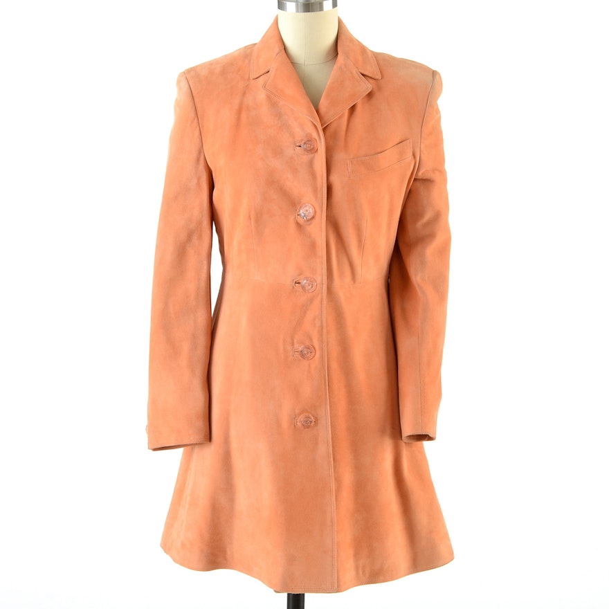 Gianni Versace Peach Suede Leather Coat