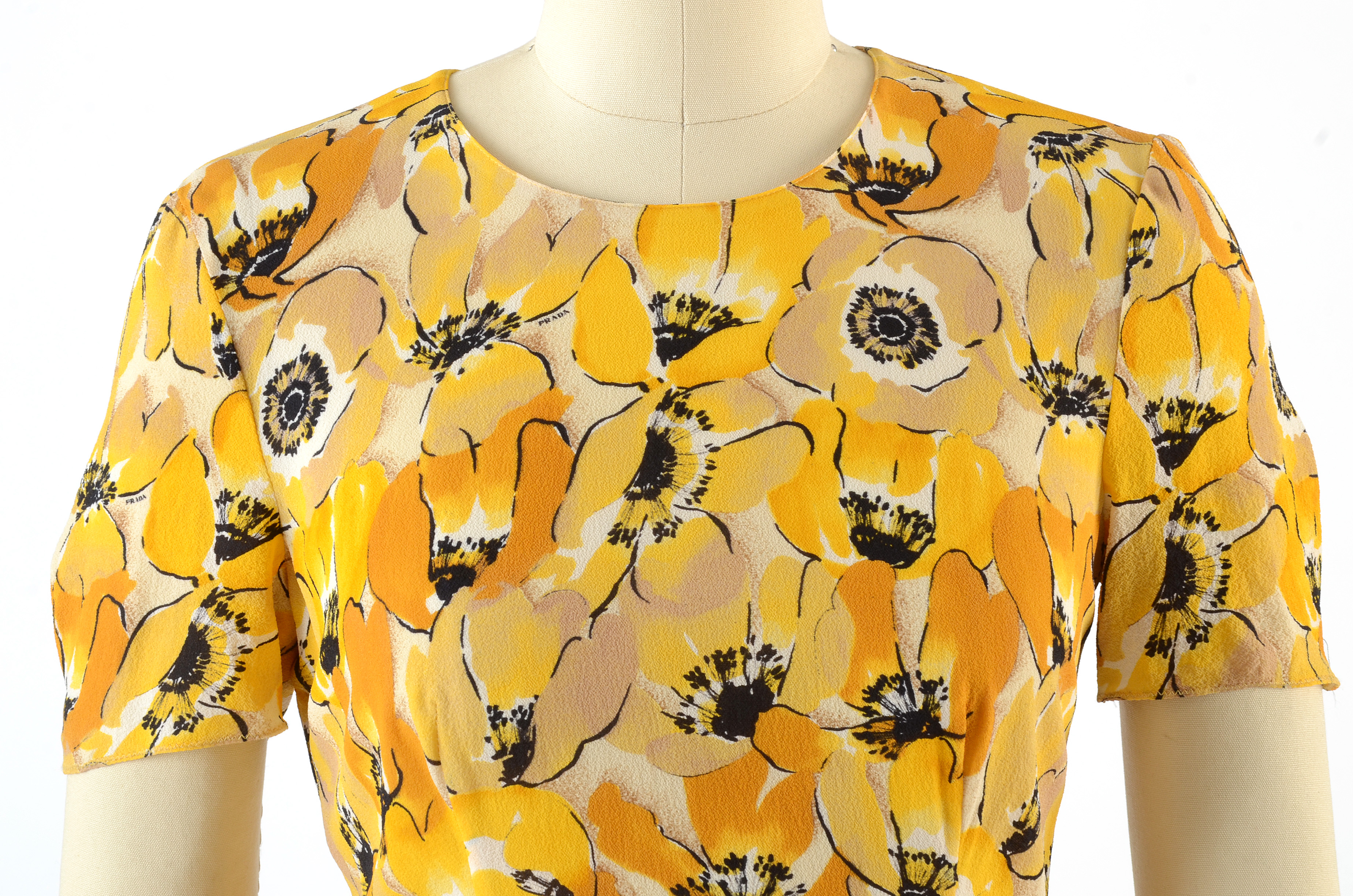 Prada Poppy Floral Print Silk Dress from the Fall of 2000 Ready-To-Wear Collection