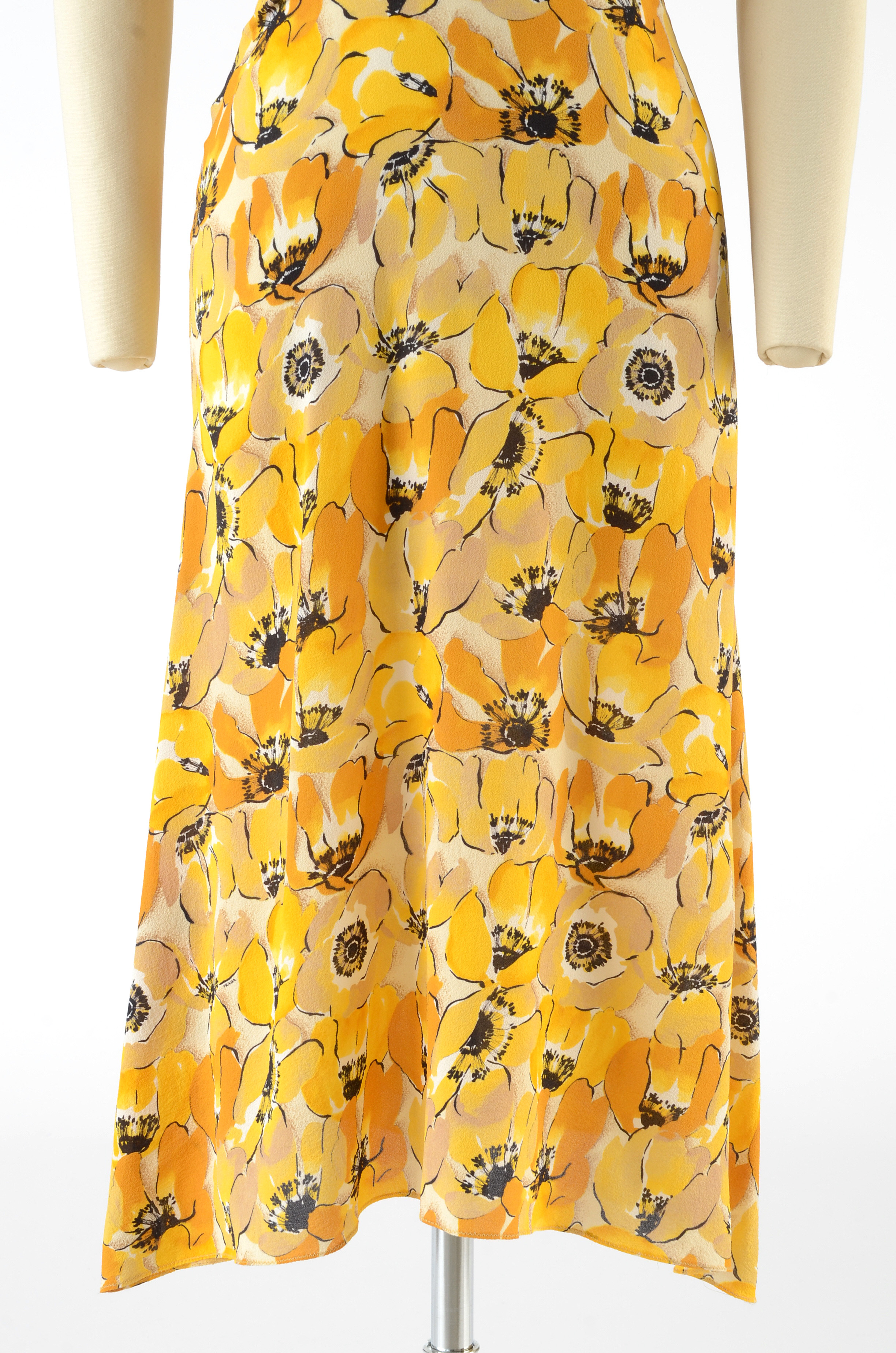 Prada Poppy Floral Print Silk Dress from the Fall of 2000 Ready-To-Wear Collection