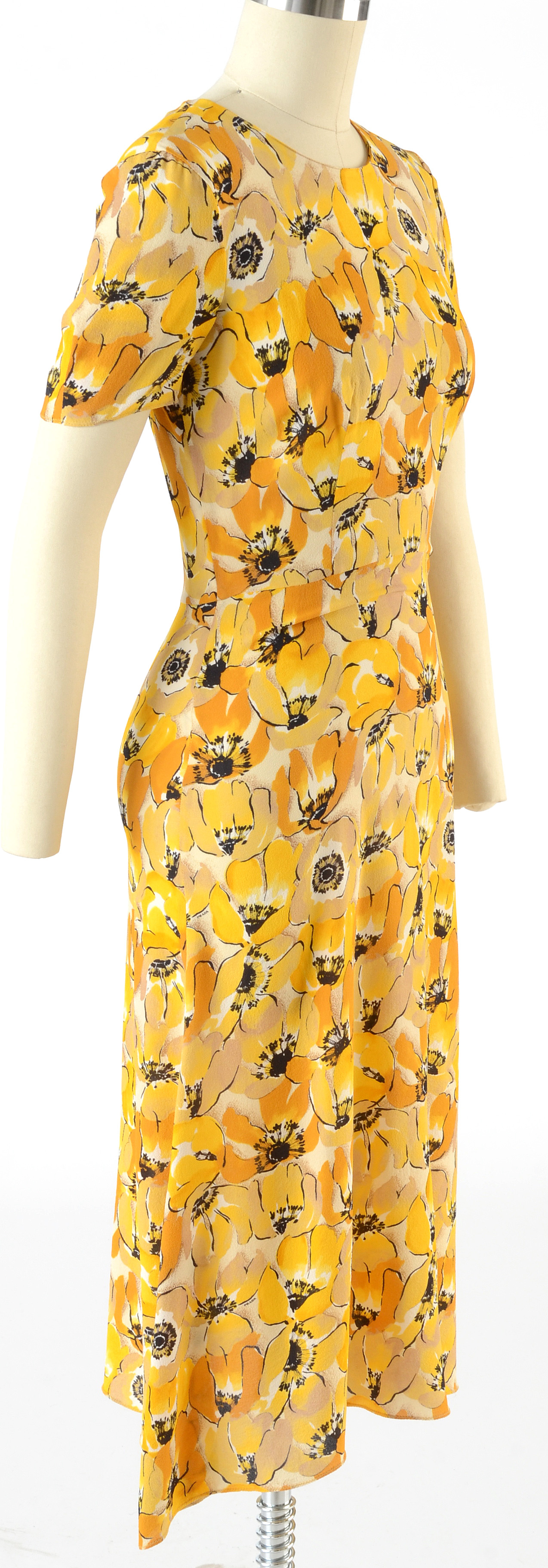 Prada Poppy Floral Print Silk Dress from the Fall of 2000 Ready-To-Wear Collection