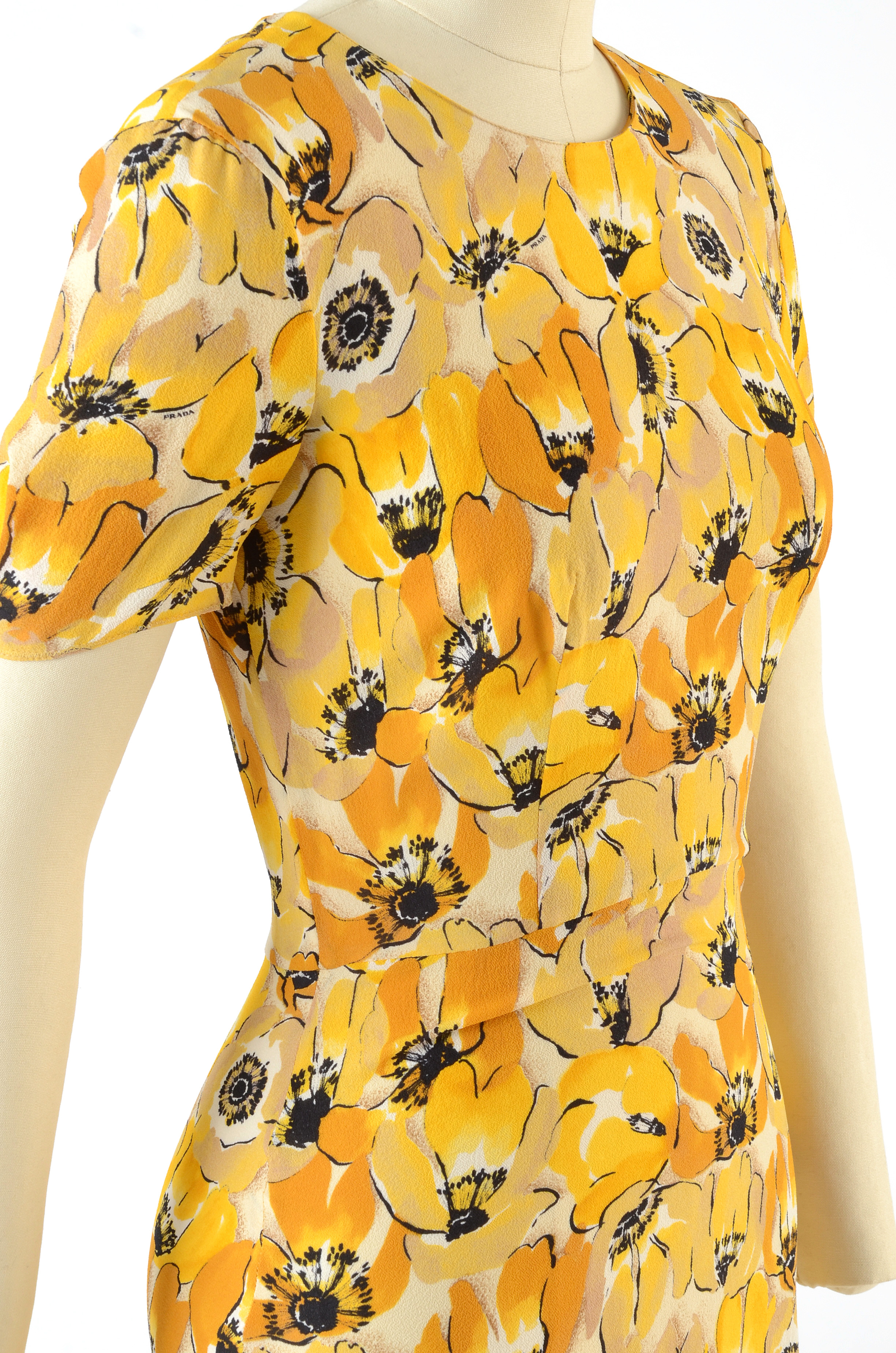 Prada Poppy Floral Print Silk Dress from the Fall of 2000 Ready-To-Wear Collection
