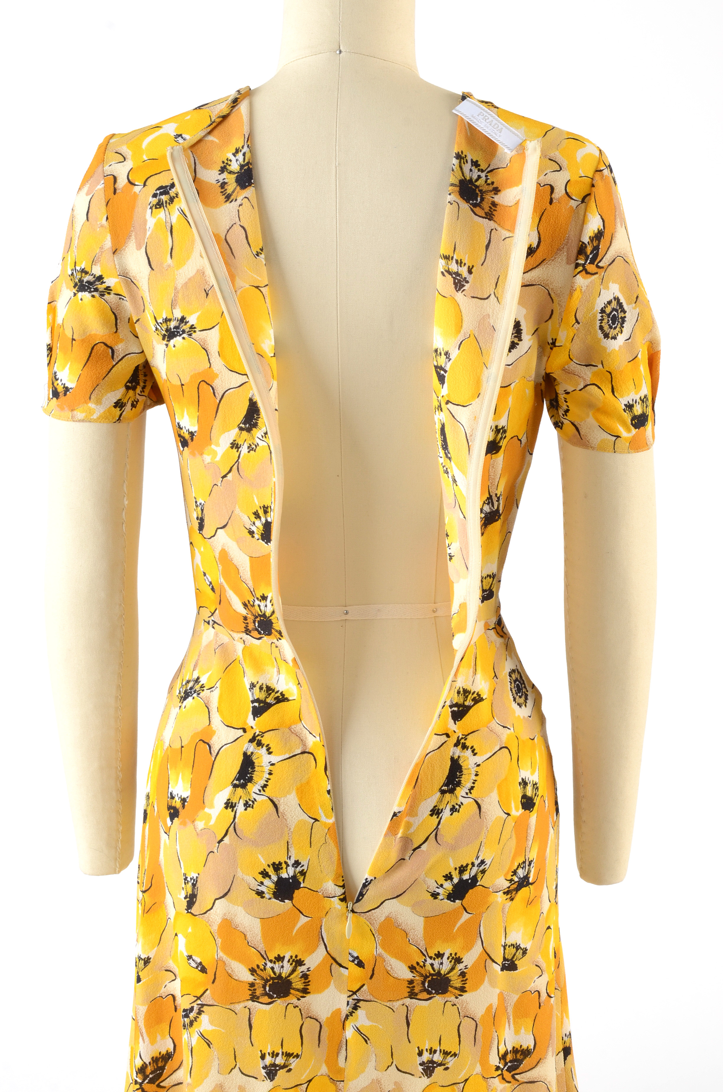 Prada Poppy Floral Print Silk Dress from the Fall of 2000 Ready-To-Wear Collection