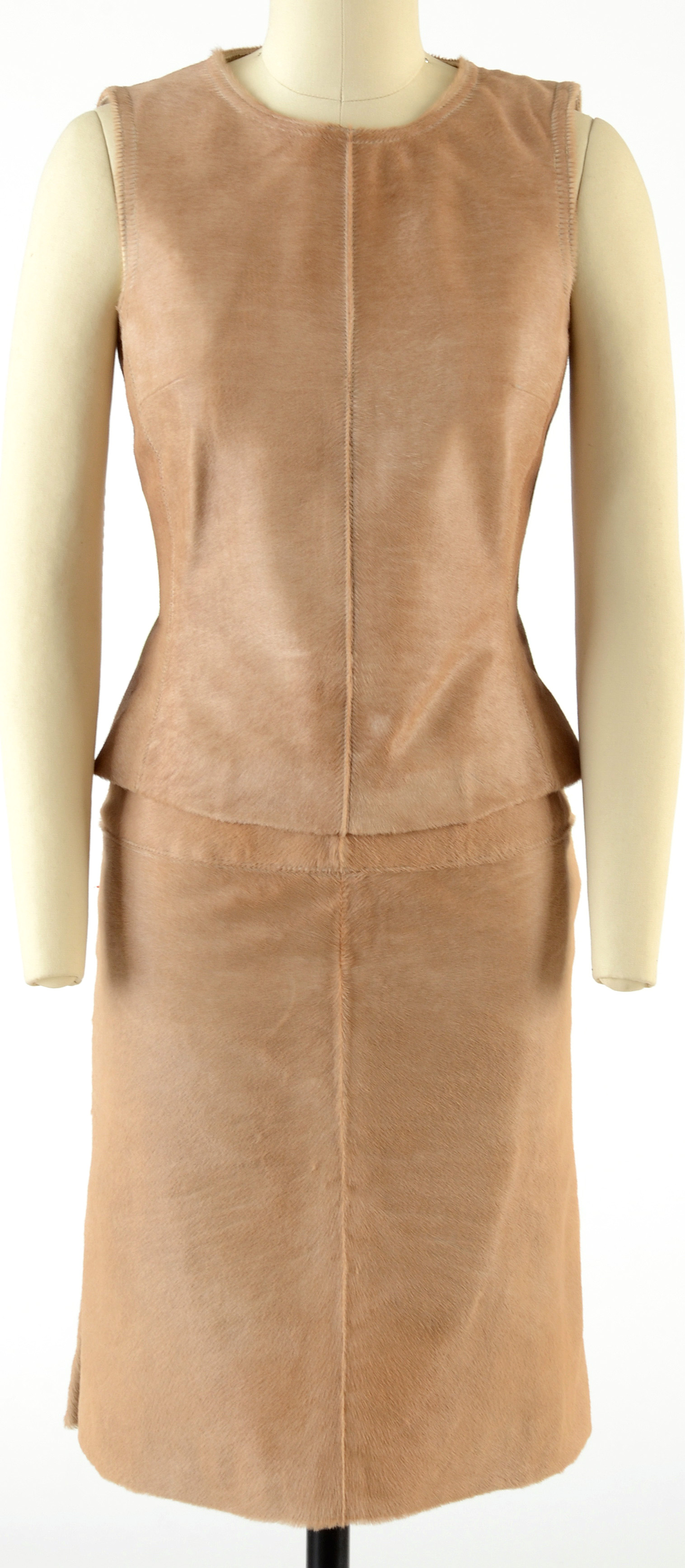 J. Mendel of Paris Ponyskin Leather Sleeveless Top and Matching Skirt