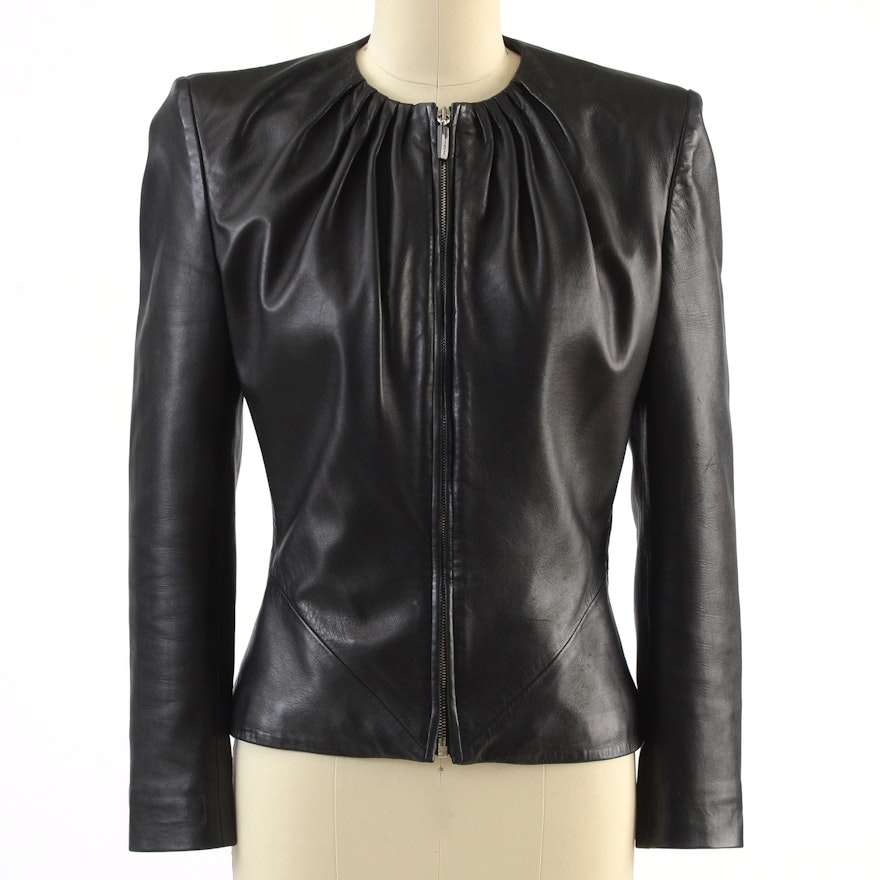 Gianni Versace Black Lambskin Leather Jacket