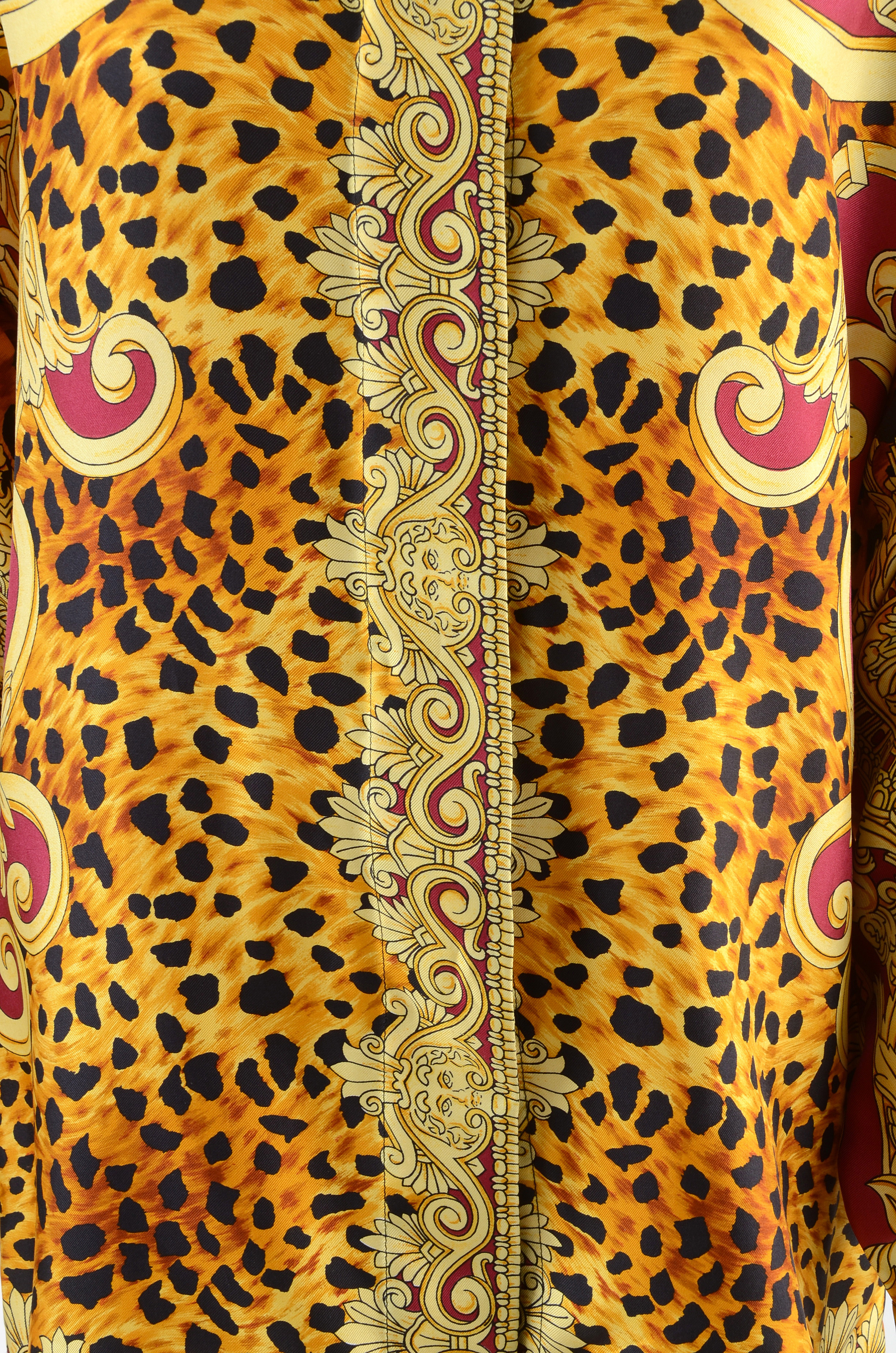 Gianni Versace Couture Soie Silk Print Button Front Blouse