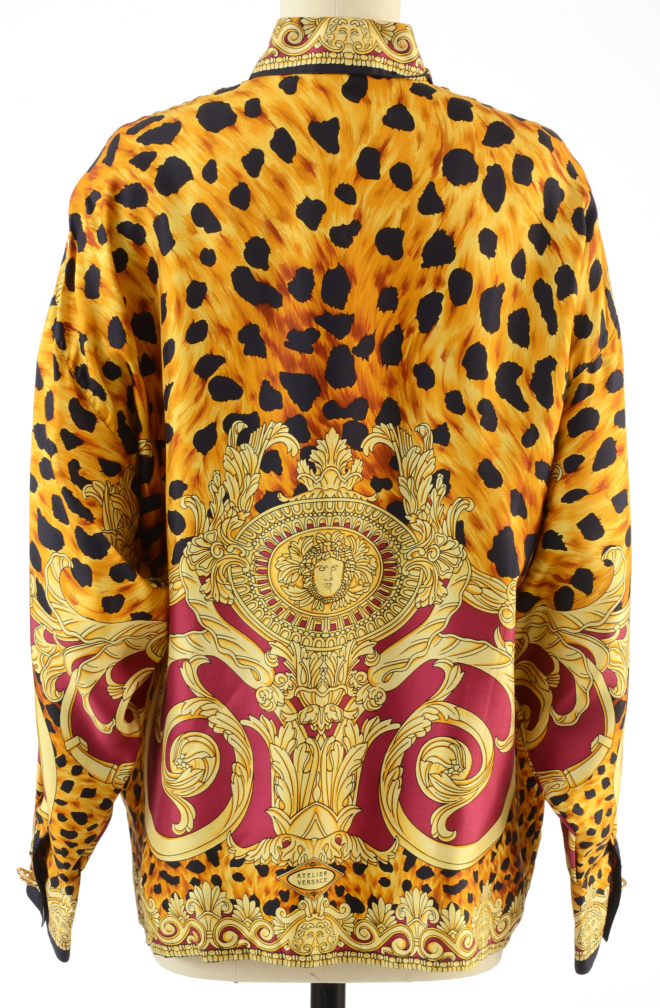 Gianni Versace Couture Soie Silk Print Button Front Blouse