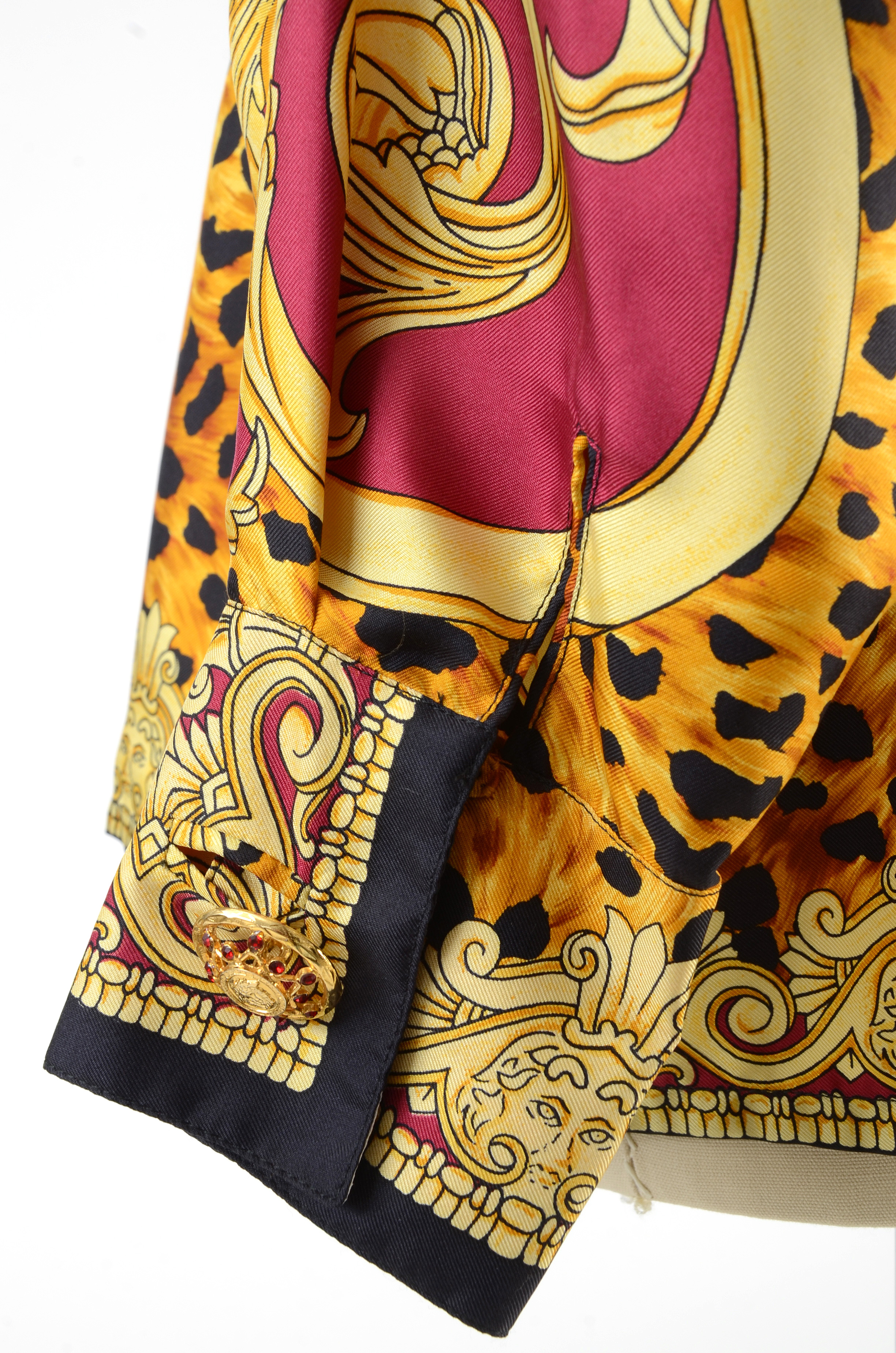 Gianni Versace Couture Soie Silk Print Button Front Blouse