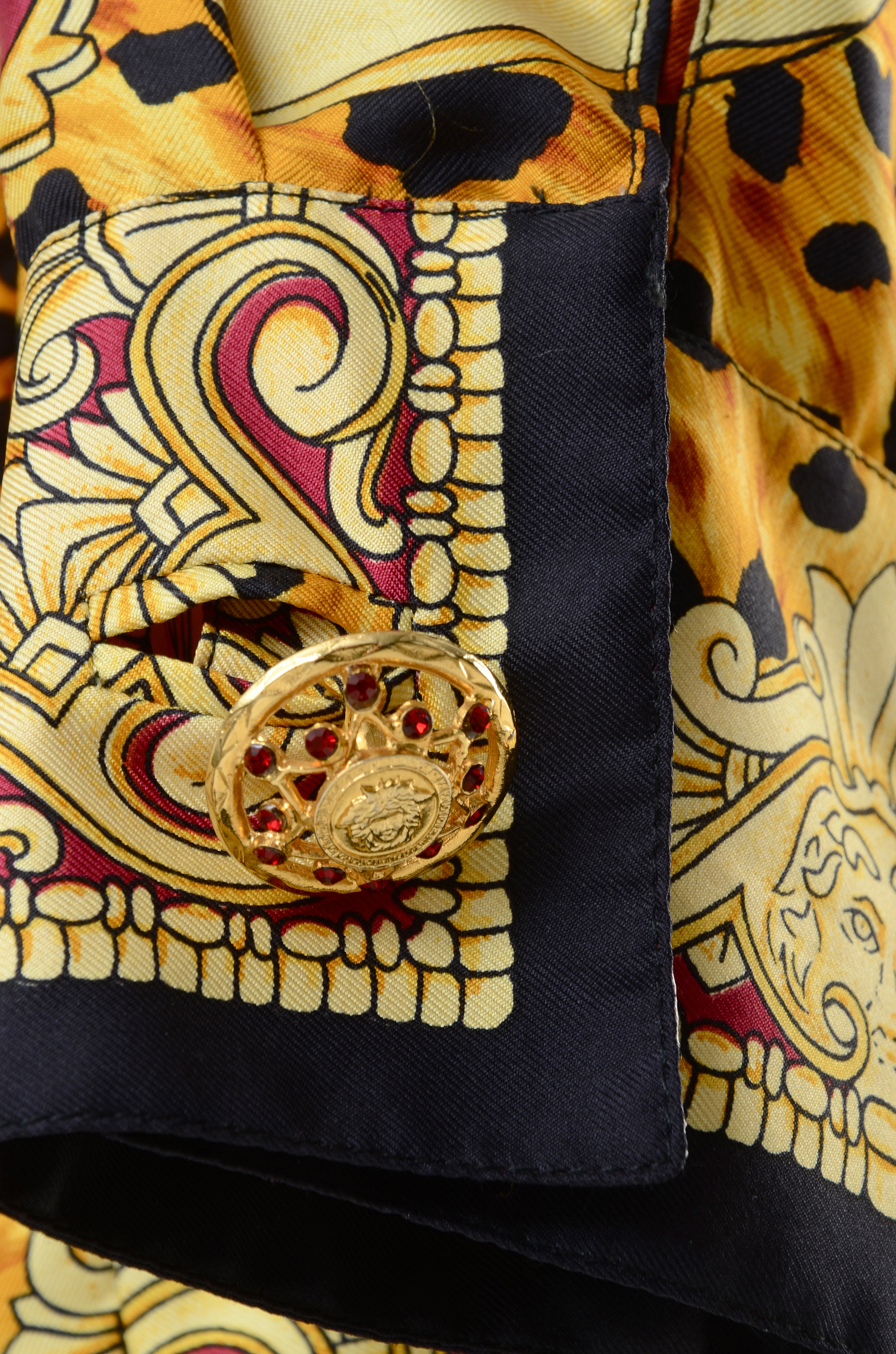 Gianni Versace Couture Soie Silk Print Button Front Blouse