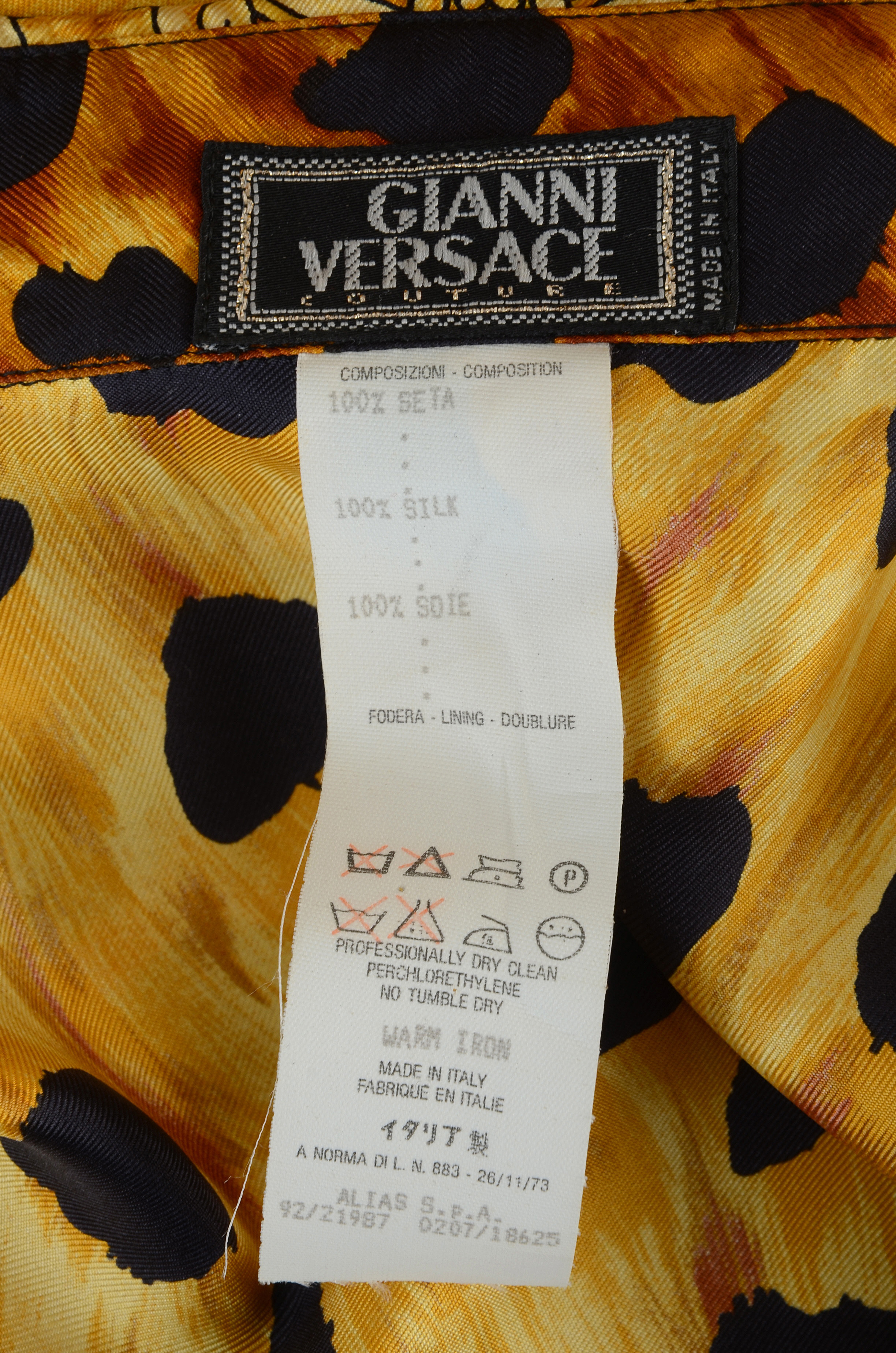 Gianni Versace Couture Soie Silk Print Button Front Blouse