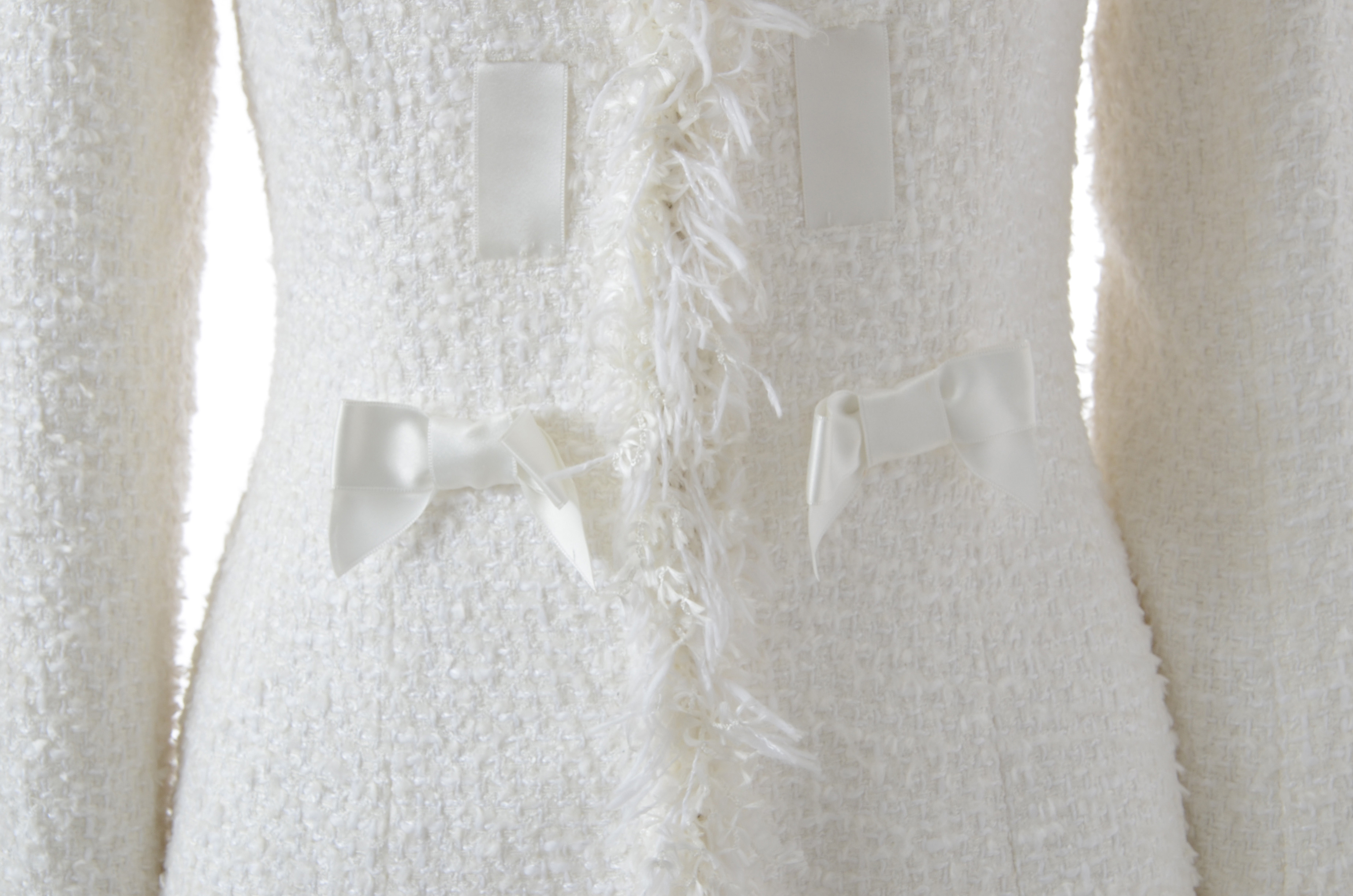Escada White Knit Mid-Length Dress Coat Susan Wore at Event Promoting Her Memoir "All My Life"