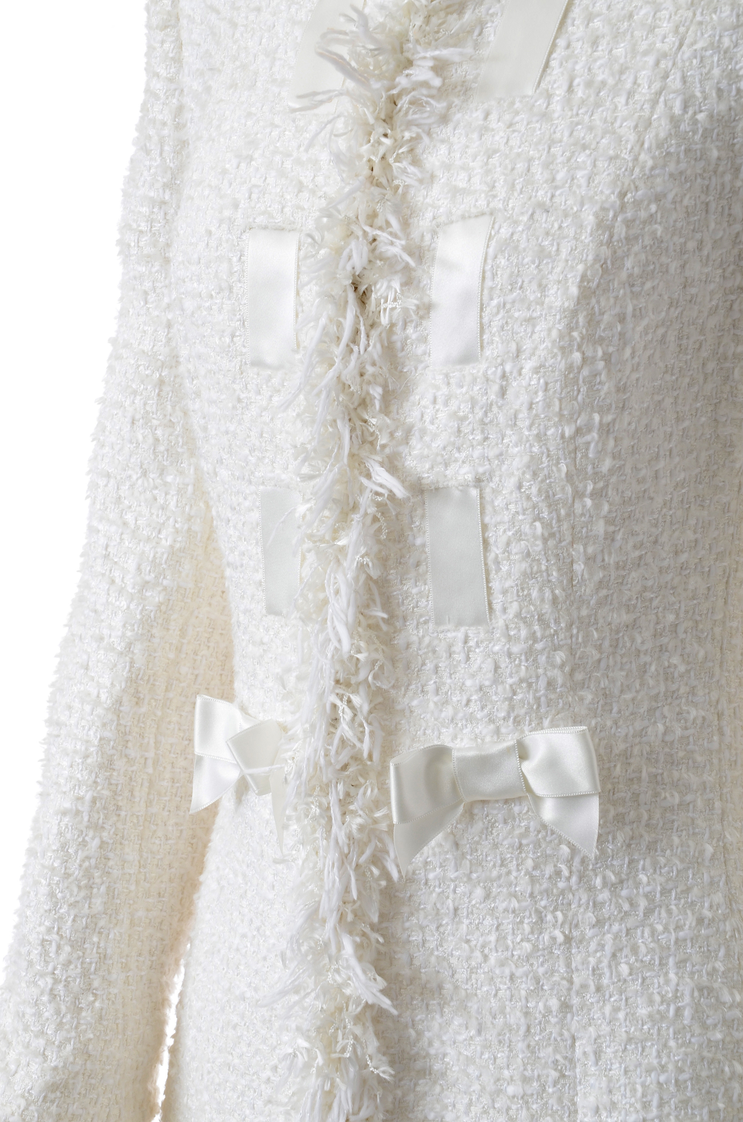 Escada White Knit Mid-Length Dress Coat Susan Wore at Event Promoting Her Memoir "All My Life"