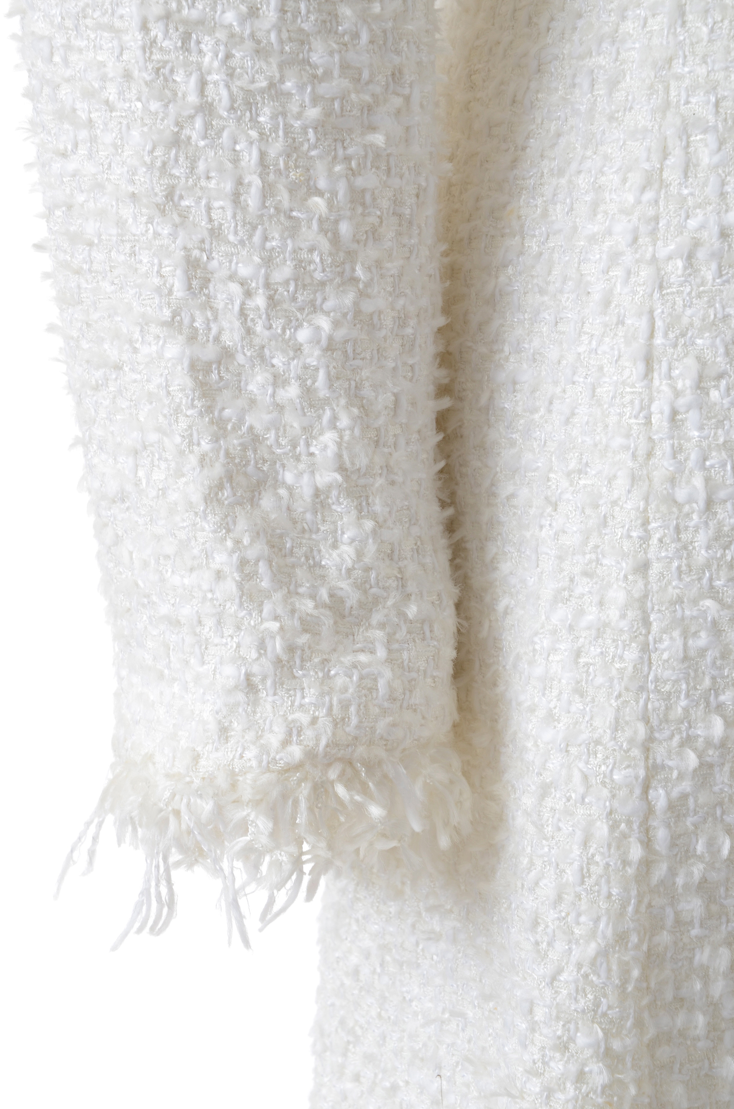 Escada White Knit Mid-Length Dress Coat Susan Wore at Event Promoting Her Memoir "All My Life"