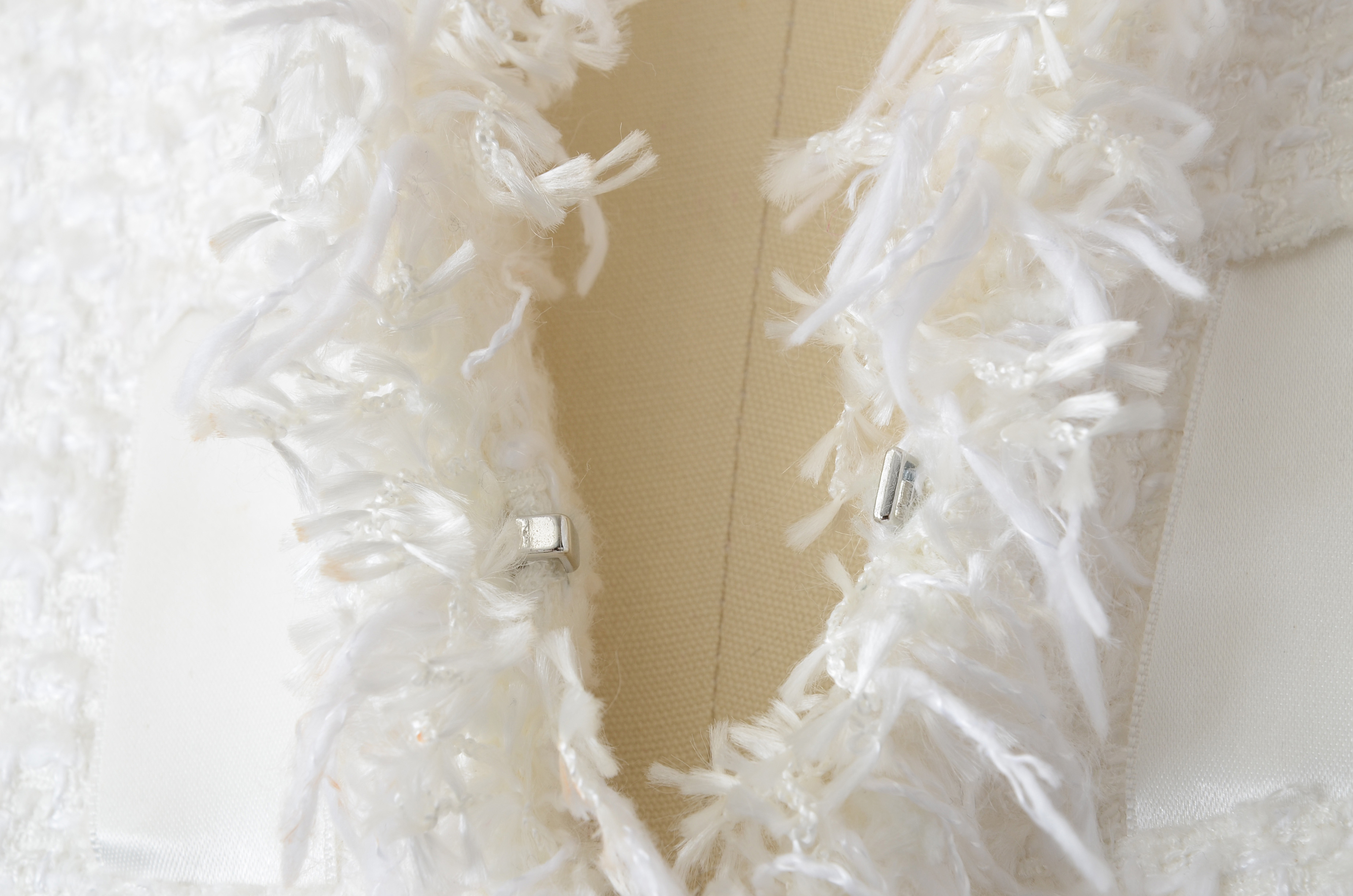 Escada White Knit Mid-Length Dress Coat Susan Wore at Event Promoting Her Memoir "All My Life"