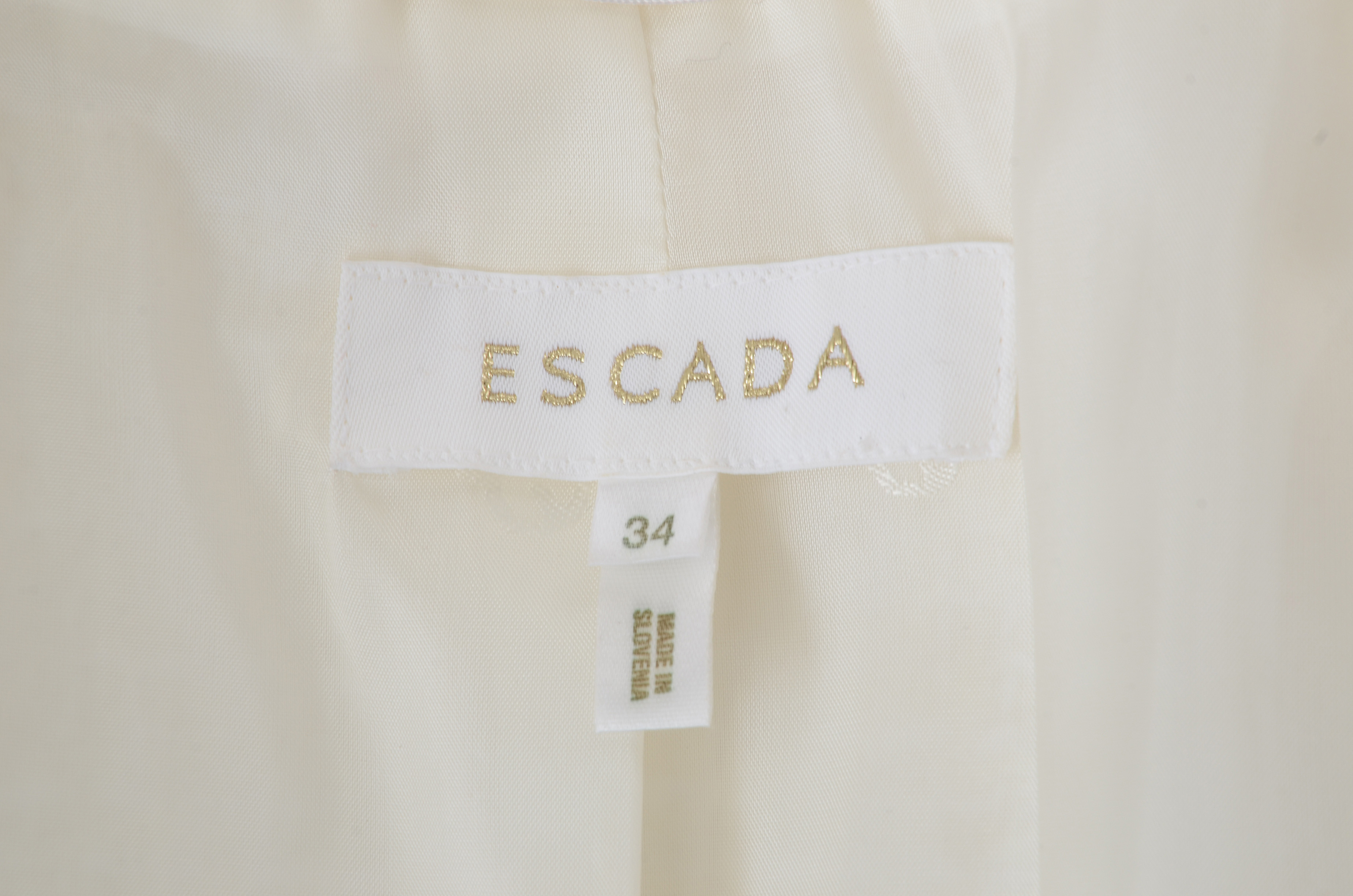Escada White Knit Mid-Length Dress Coat Susan Wore at Event Promoting Her Memoir "All My Life"