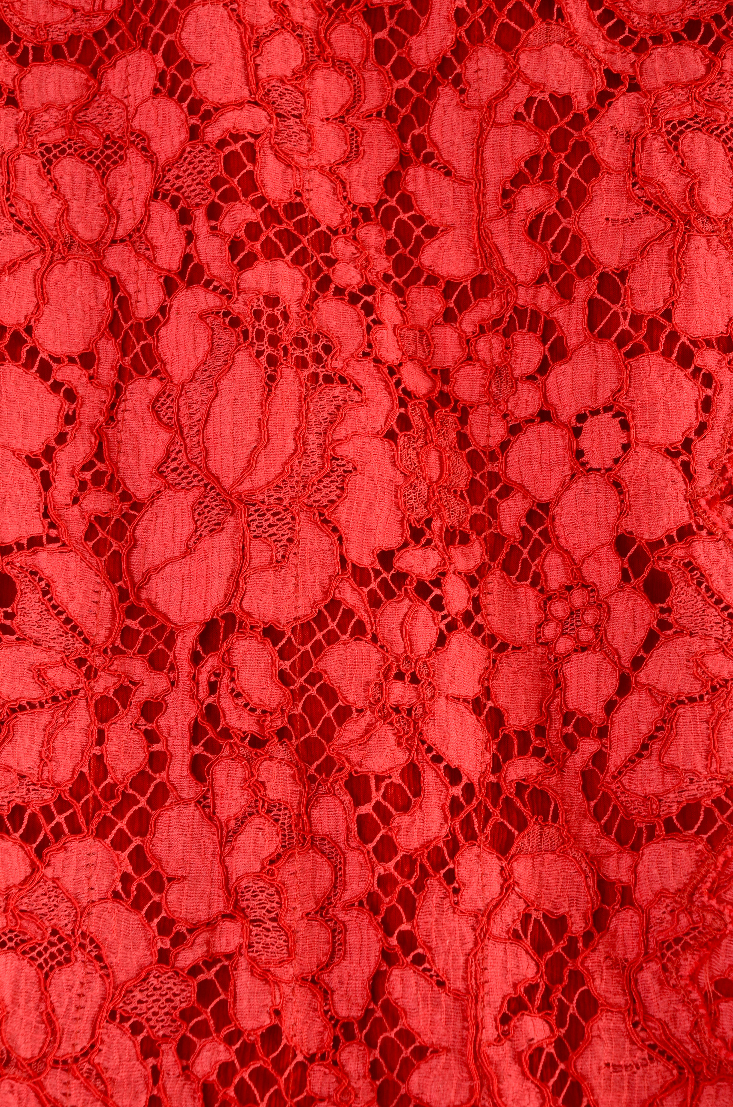 Prada Red Silk and Floral Lace Cropped Trousers with Grosgrain Ribbon