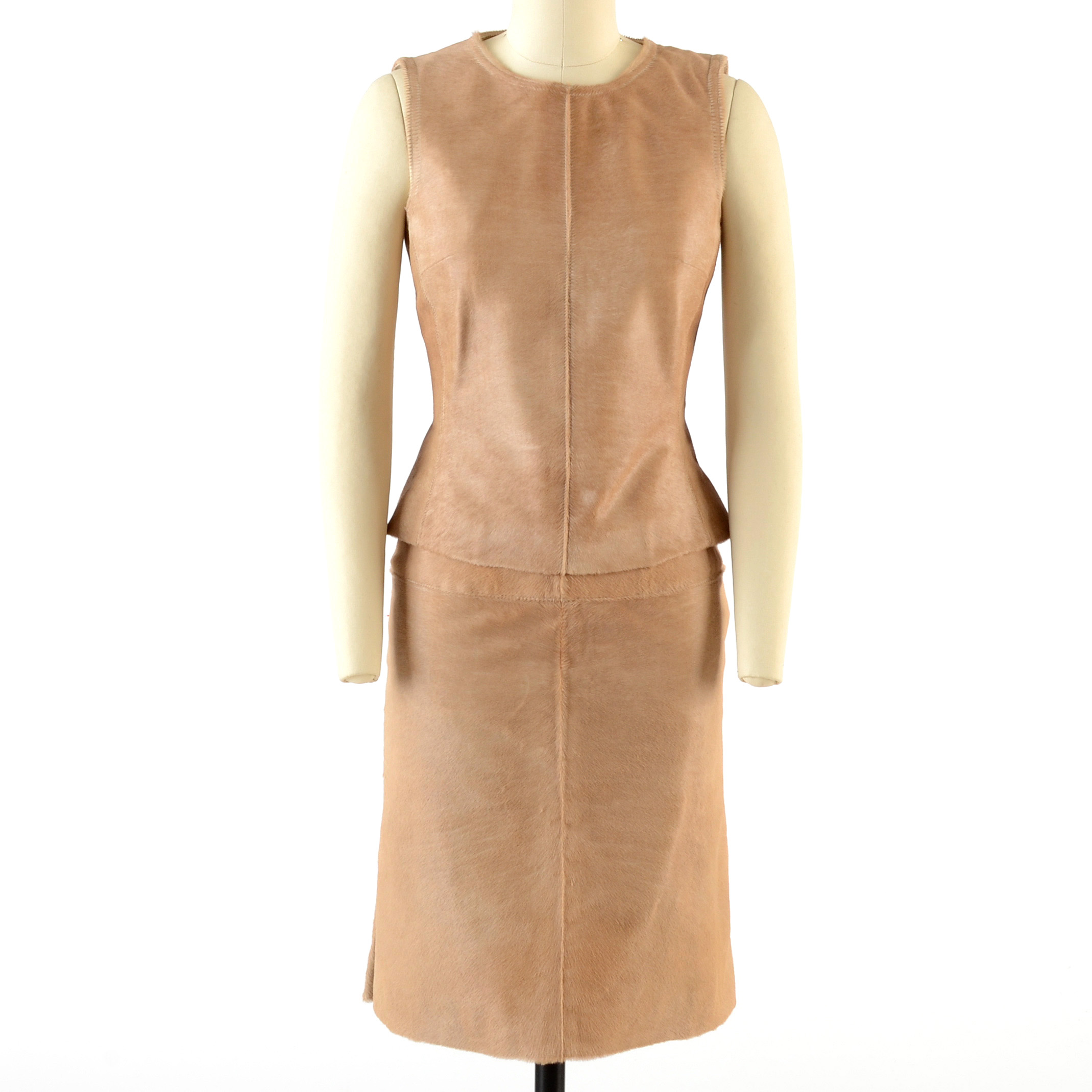 J. Mendel of Paris Ponyskin Leather Sleeveless Top and Matching Skirt