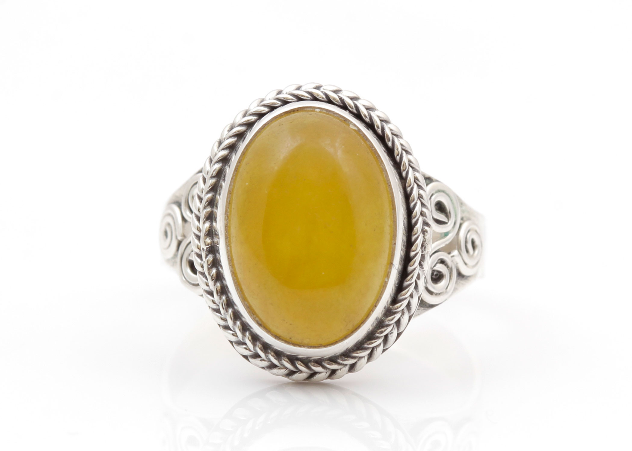 Sterling Silver Yellow Jadeite Ring