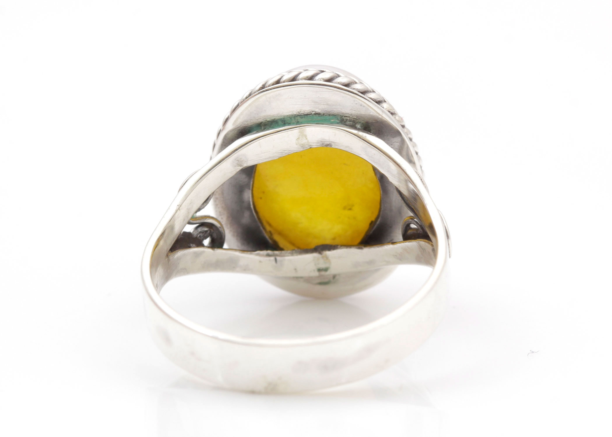 Sterling Silver Yellow Jadeite Ring