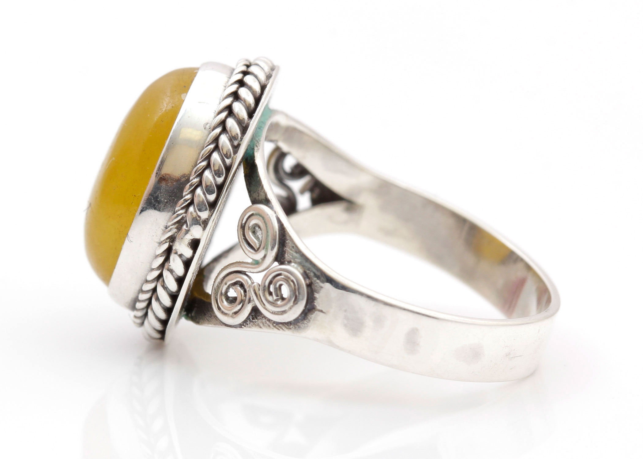 Sterling Silver Yellow Jadeite Ring