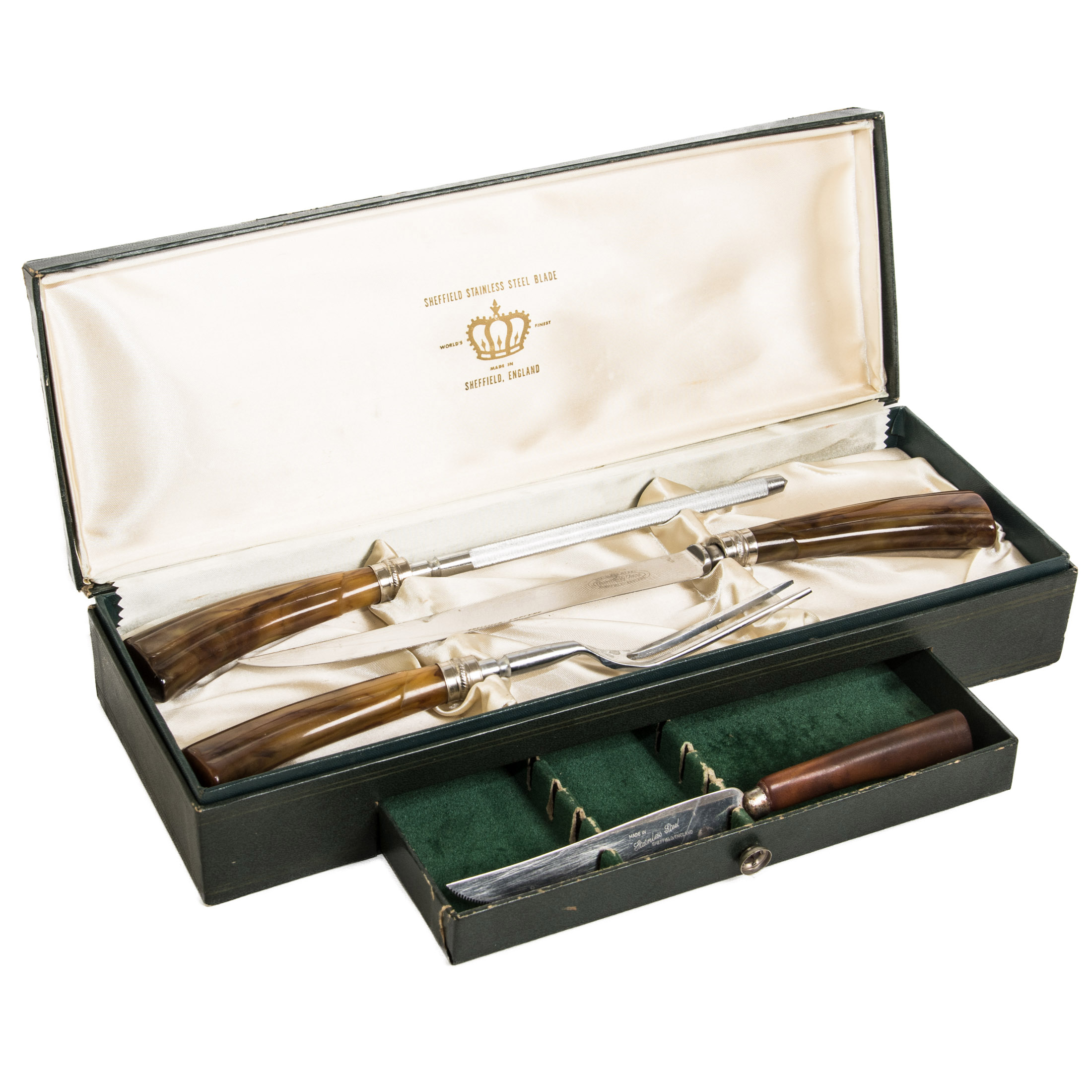 Vintage Sheffield Stainless Steel Carving Set