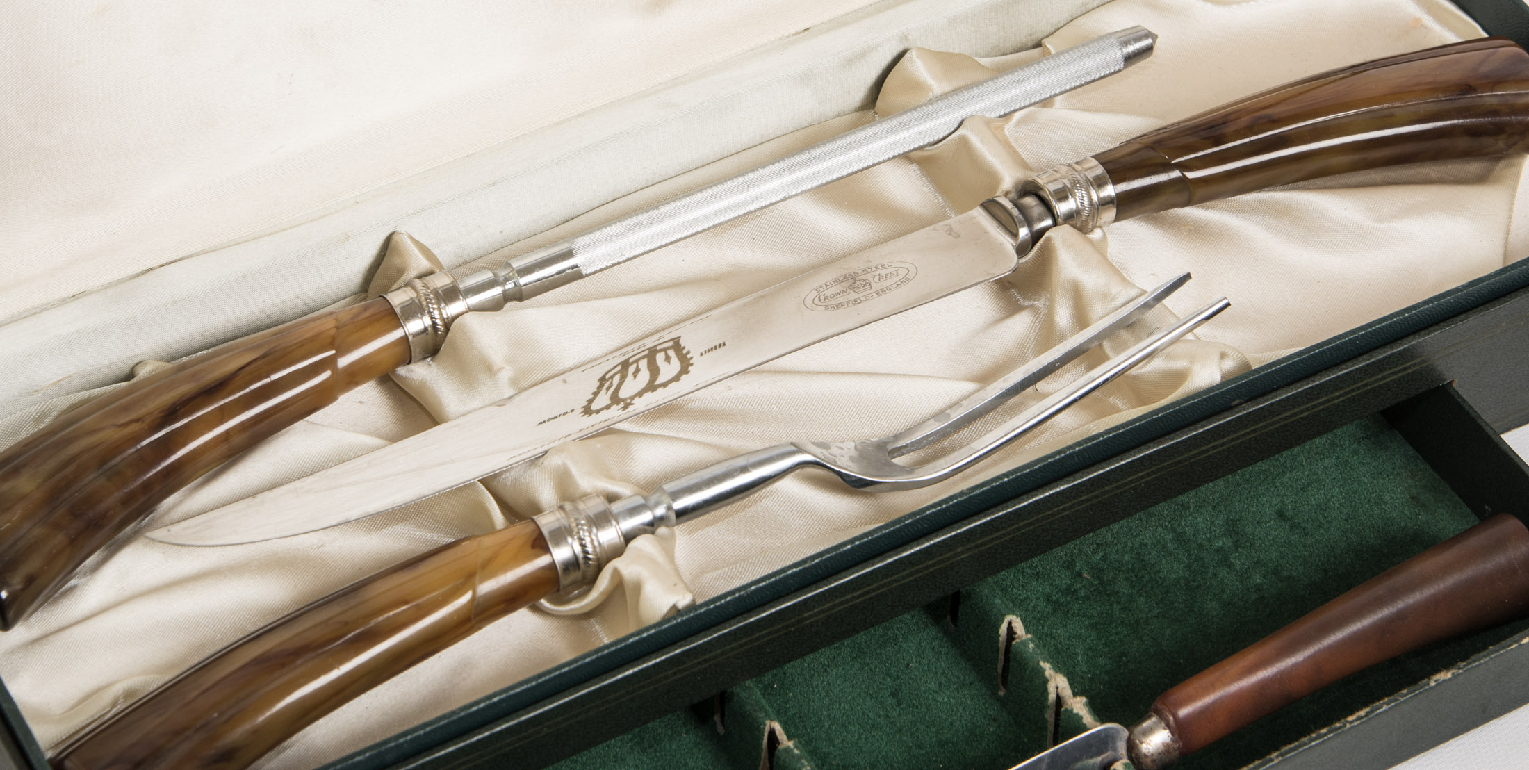 Vintage Sheffield Stainless Steel Carving Set